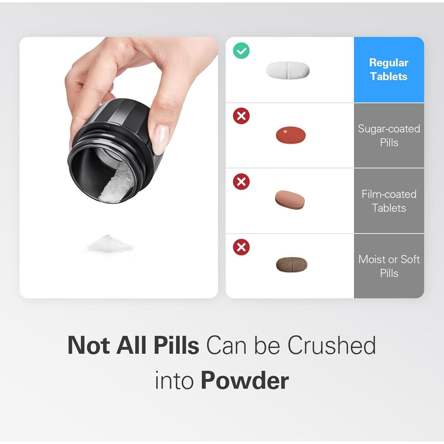 DEPAD Triturador y Cortador de Pastillas 3-en-1 con Almacenamiento