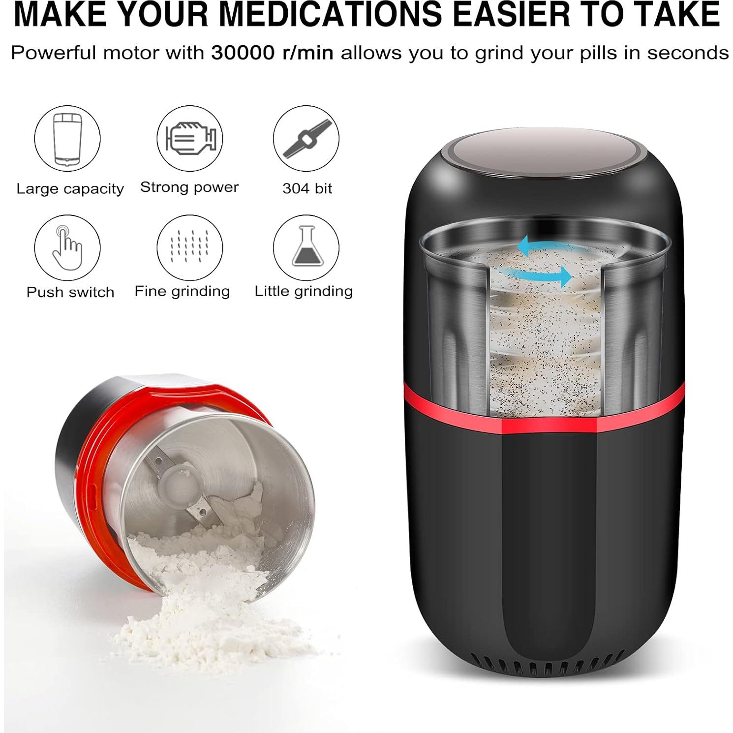 Triturador Eléctrico de Pastillas AUSSNICE - Pulveriza Tabletas a Polvo Fino