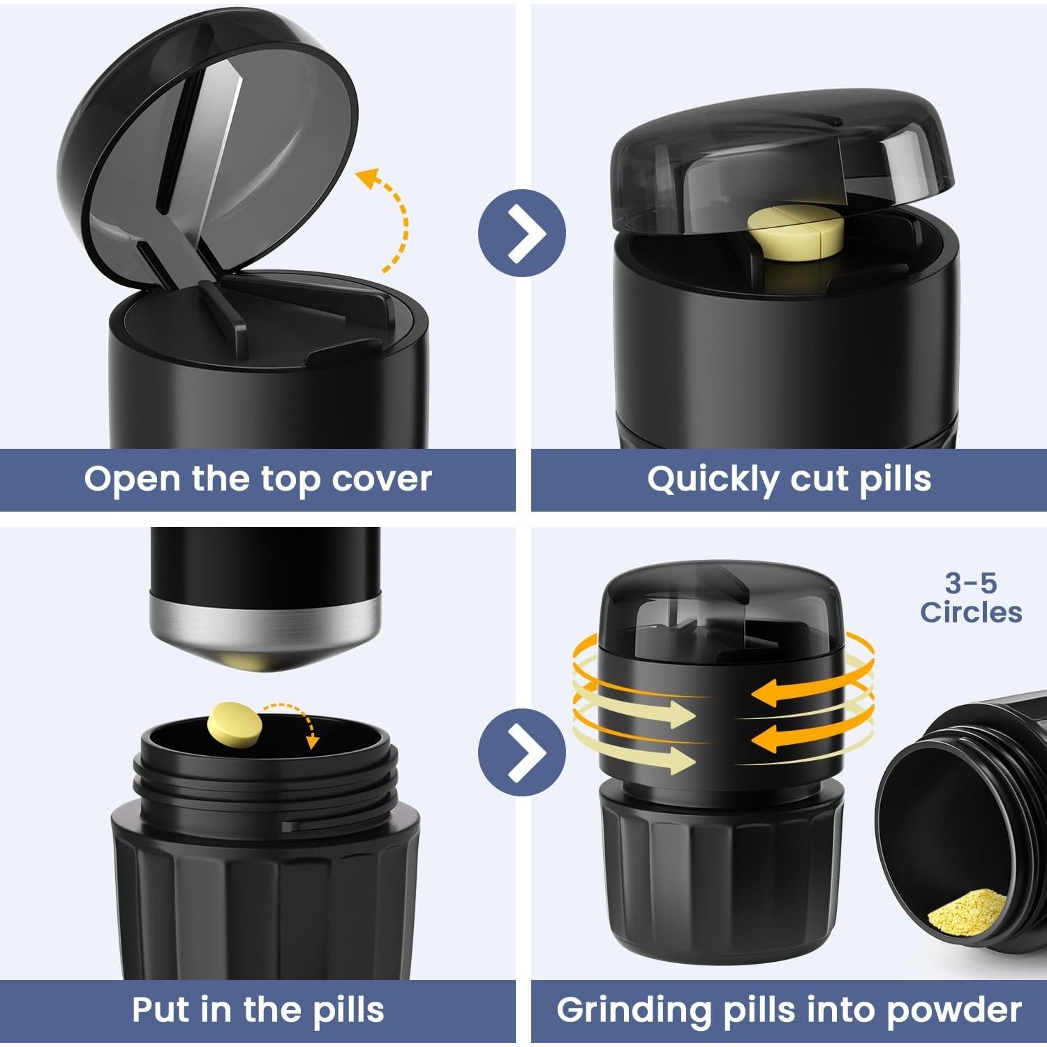 Triturador de Pastillas 3 en 1 Renmingfed con Almacenamiento