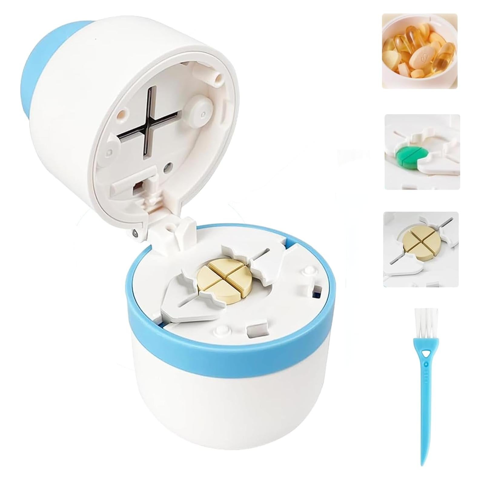 Cortador de Pastillas Veroral Azul con Almacenamiento Hermético