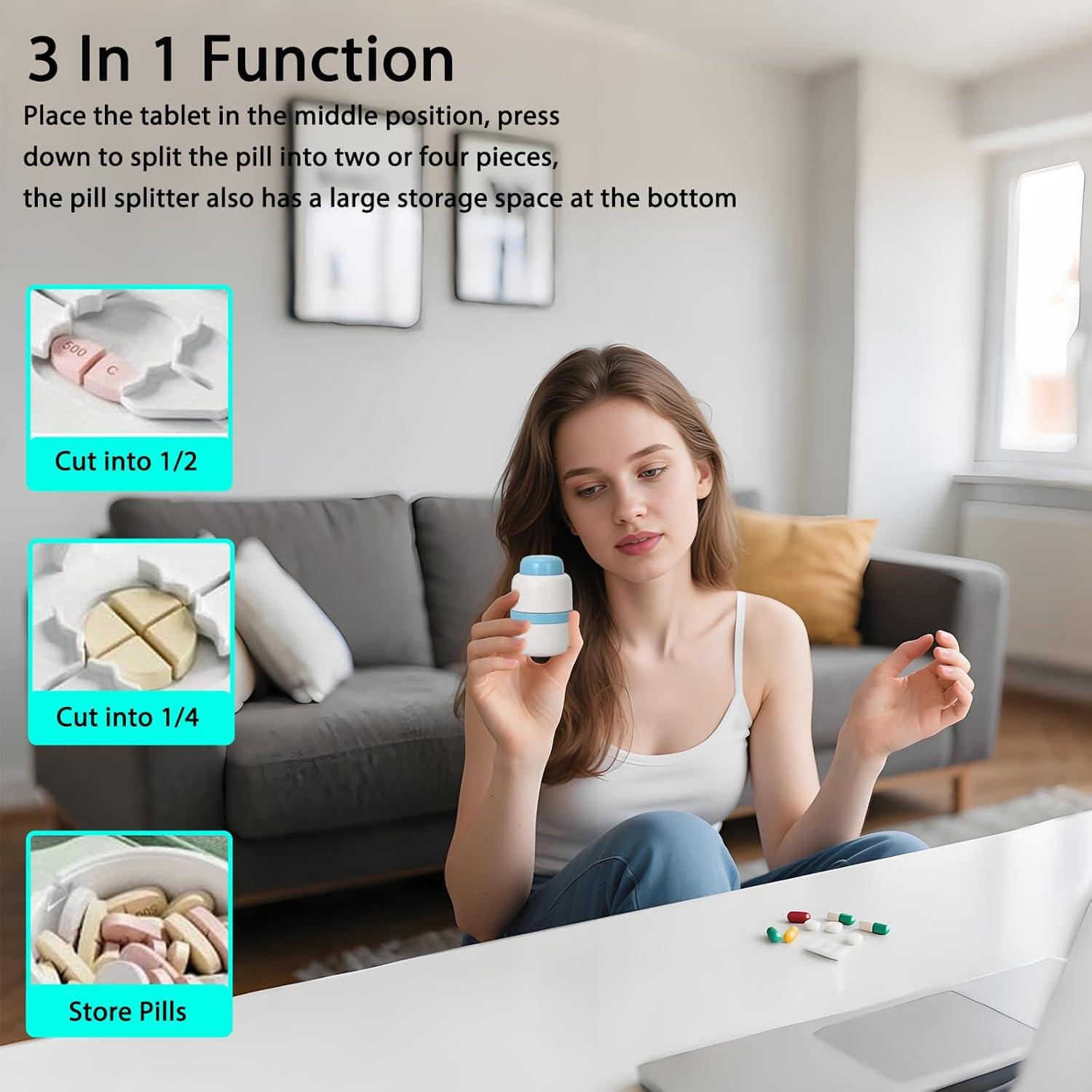 Cortador de Pastillas Veroral Azul con Almacenamiento Hermético