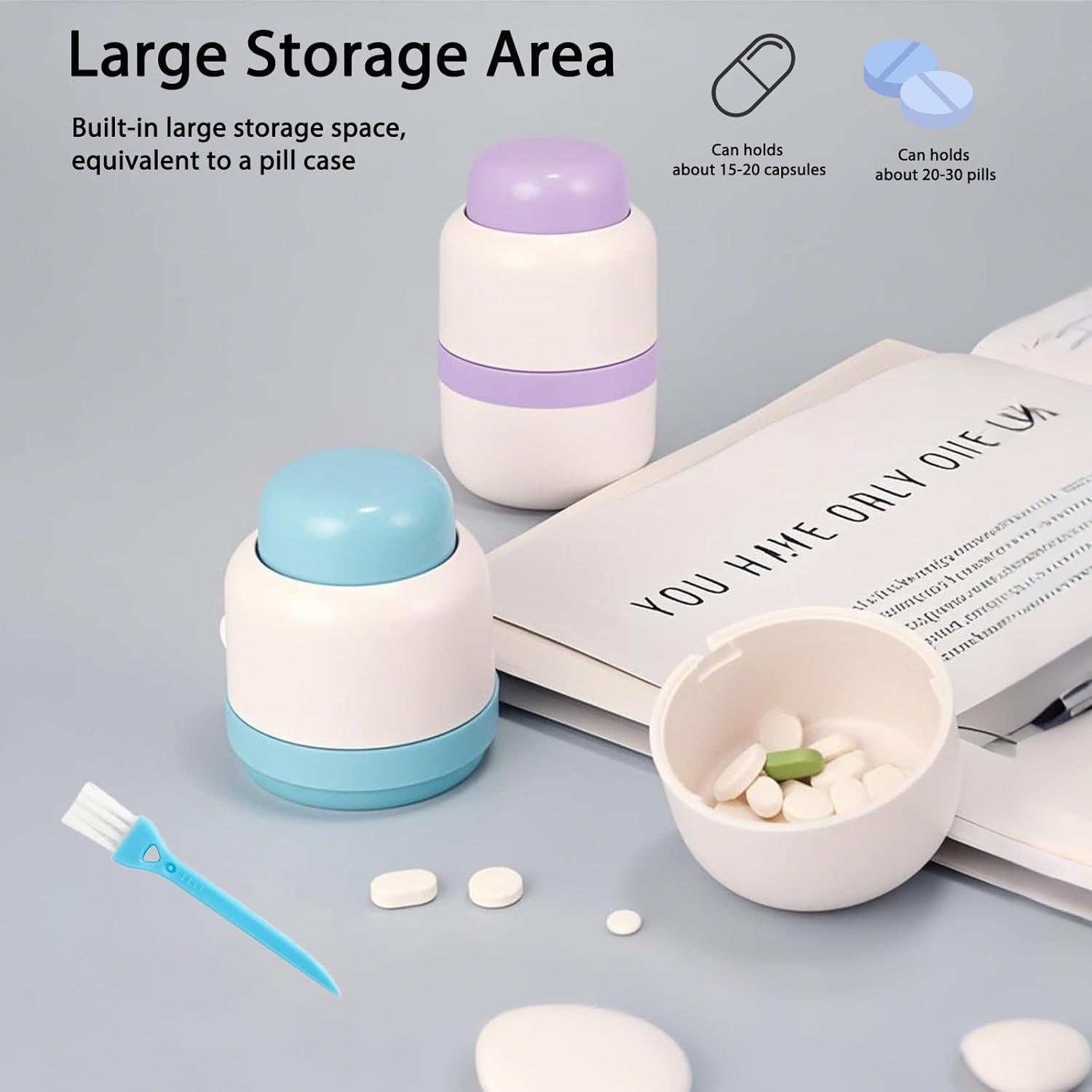 Cortador de Pastillas Veroral Azul con Almacenamiento Hermético