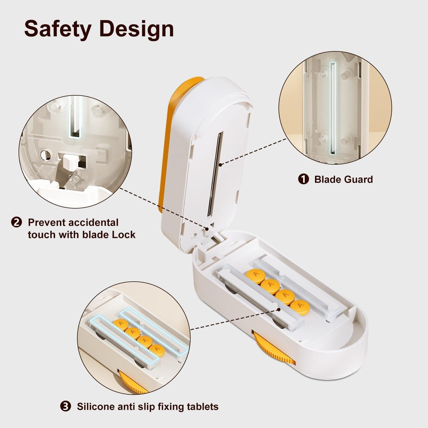 Cortador de Pastillas Vilosa Naranja con Cuchilla de Seguridad