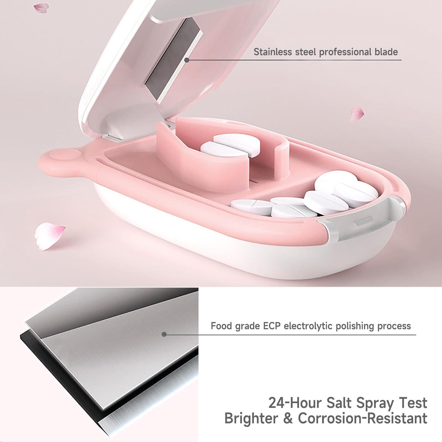 Cortador y Organizador de Pastillas MURRI&MURRDI Rosa 2 en 1