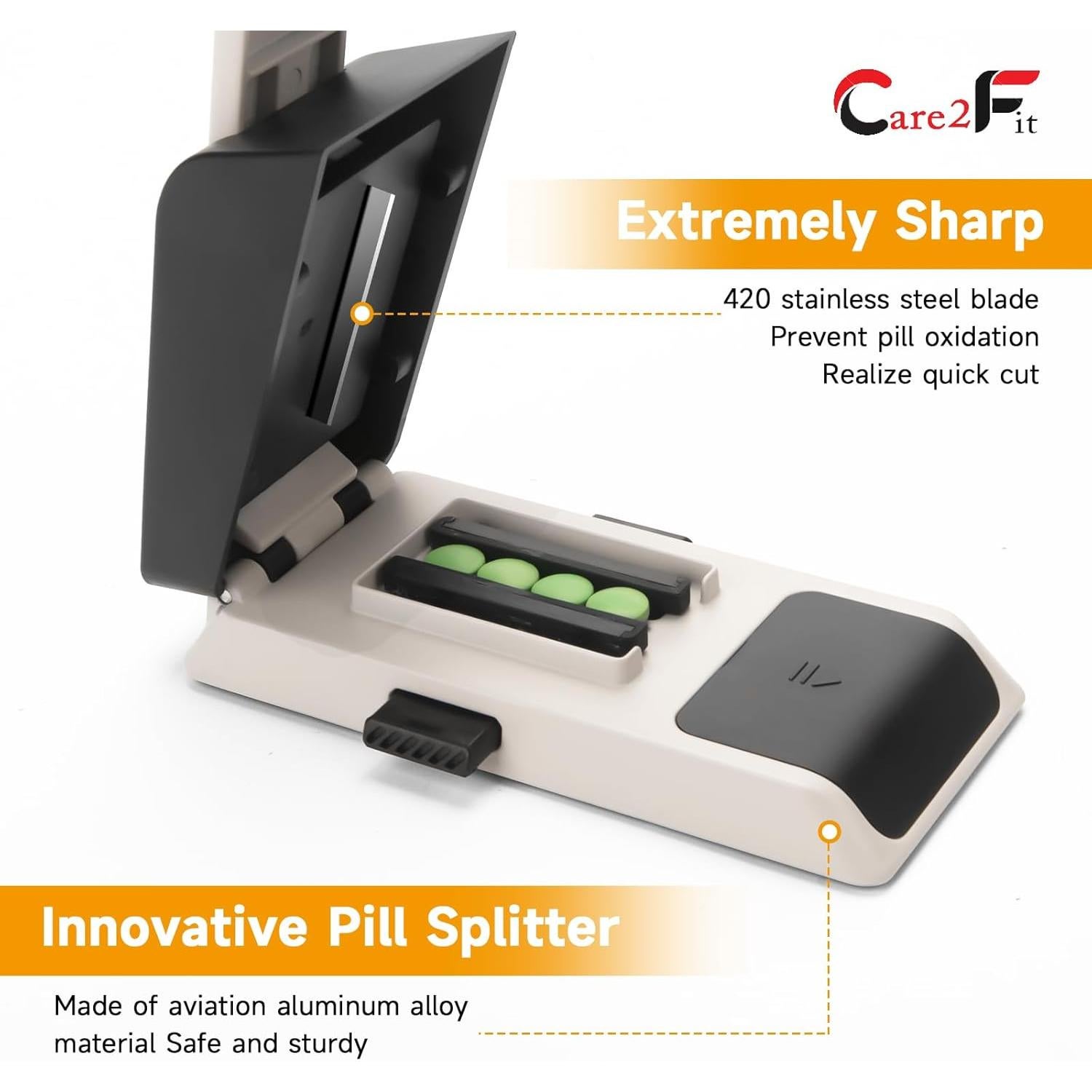 Cortador de Pastillas Care2fit Blanco - Aluminio y Acero Inoxidable