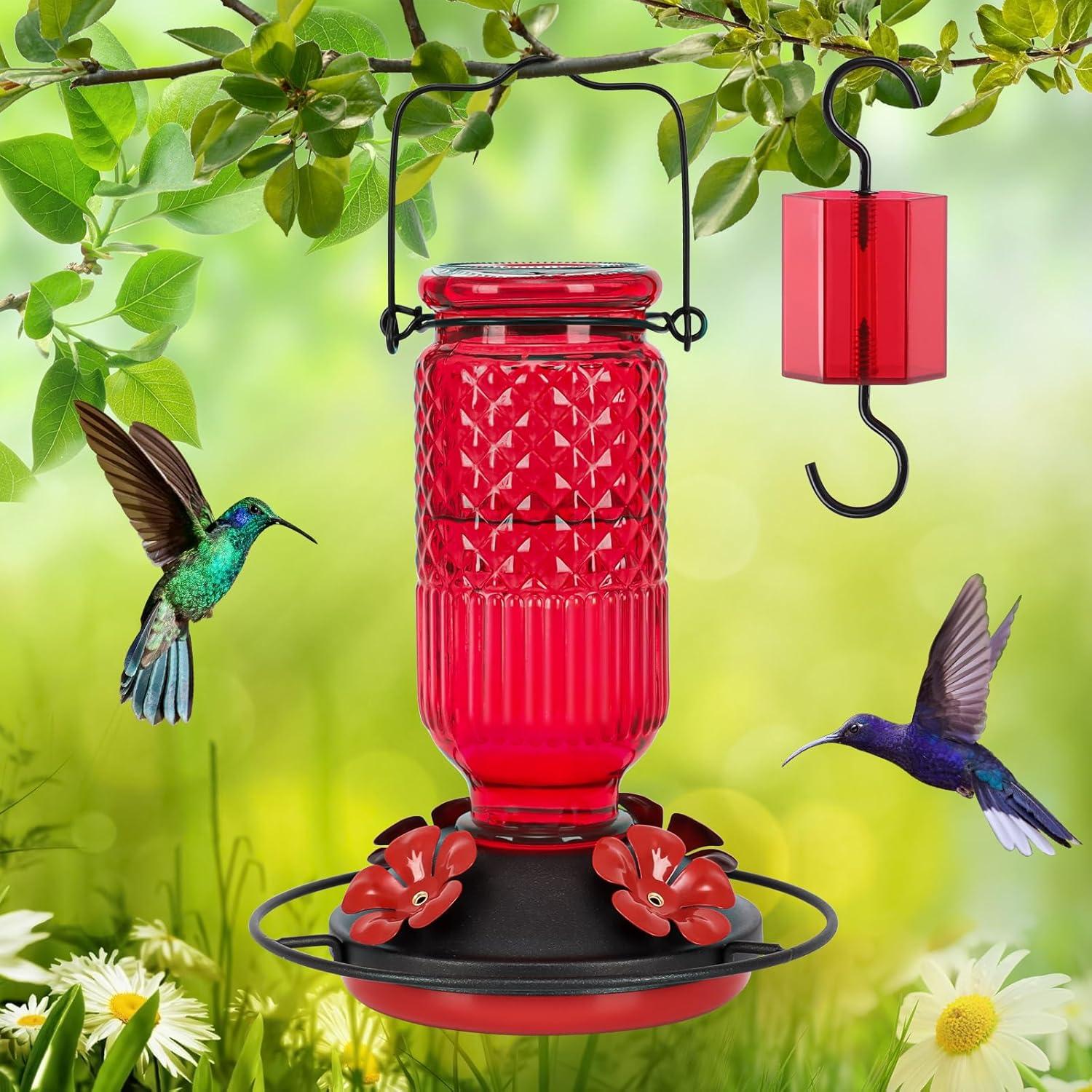 Alimentador de Colibríes de Vidrio Feed Garden 16 oz Rojo