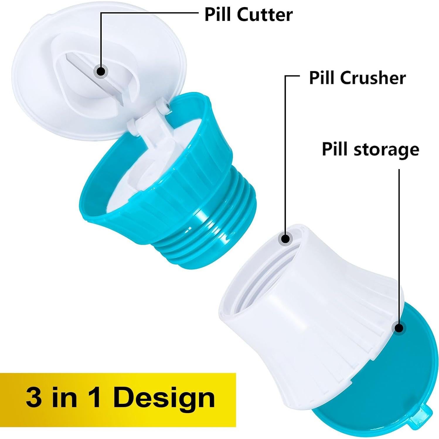 Cortador y Triturador de Pastillas Giramika 3 en 1 con Almacenamiento