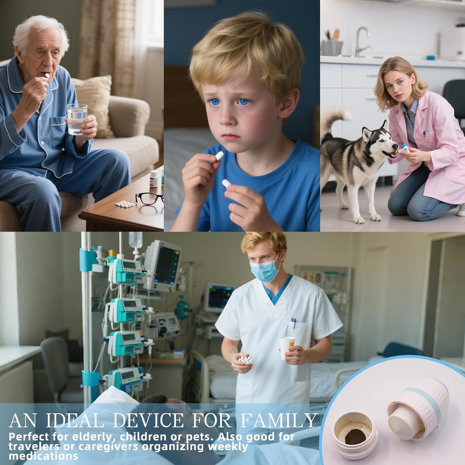 Cortador de Pastillas Yuxiu Tech 4 en 1 Azul - Divisor y Molinillo