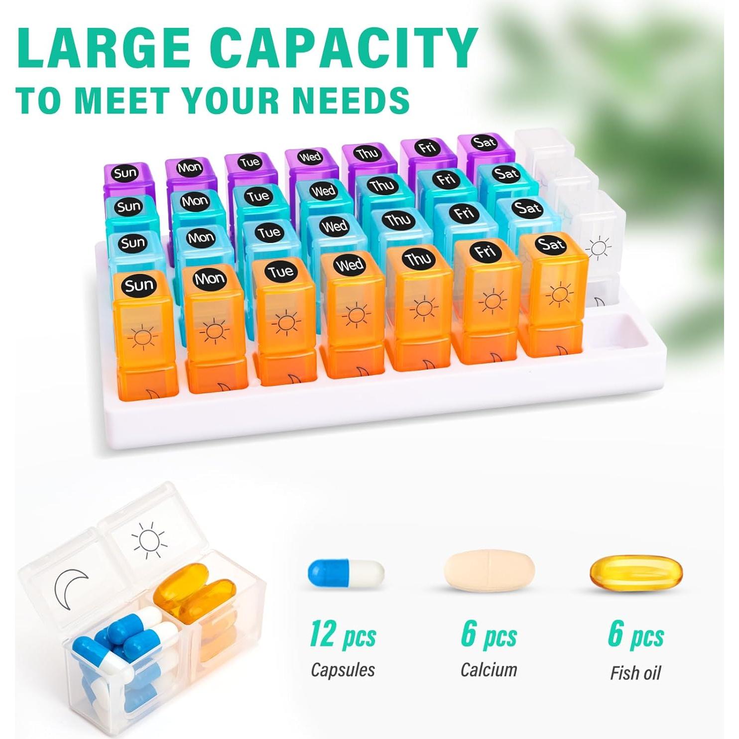 Organizador de Pastillas Mensual Yaklim AM PM con Cortador y Etiquetas