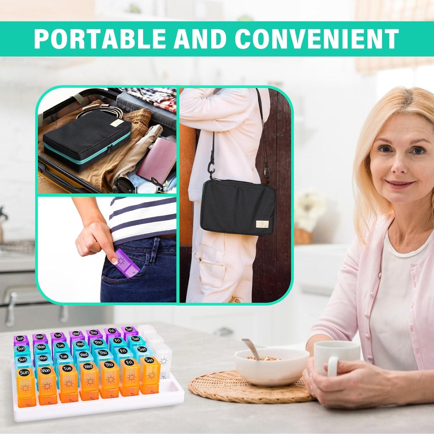 Organizador de Pastillas Mensual Yaklim AM PM con Cortador y Etiquetas