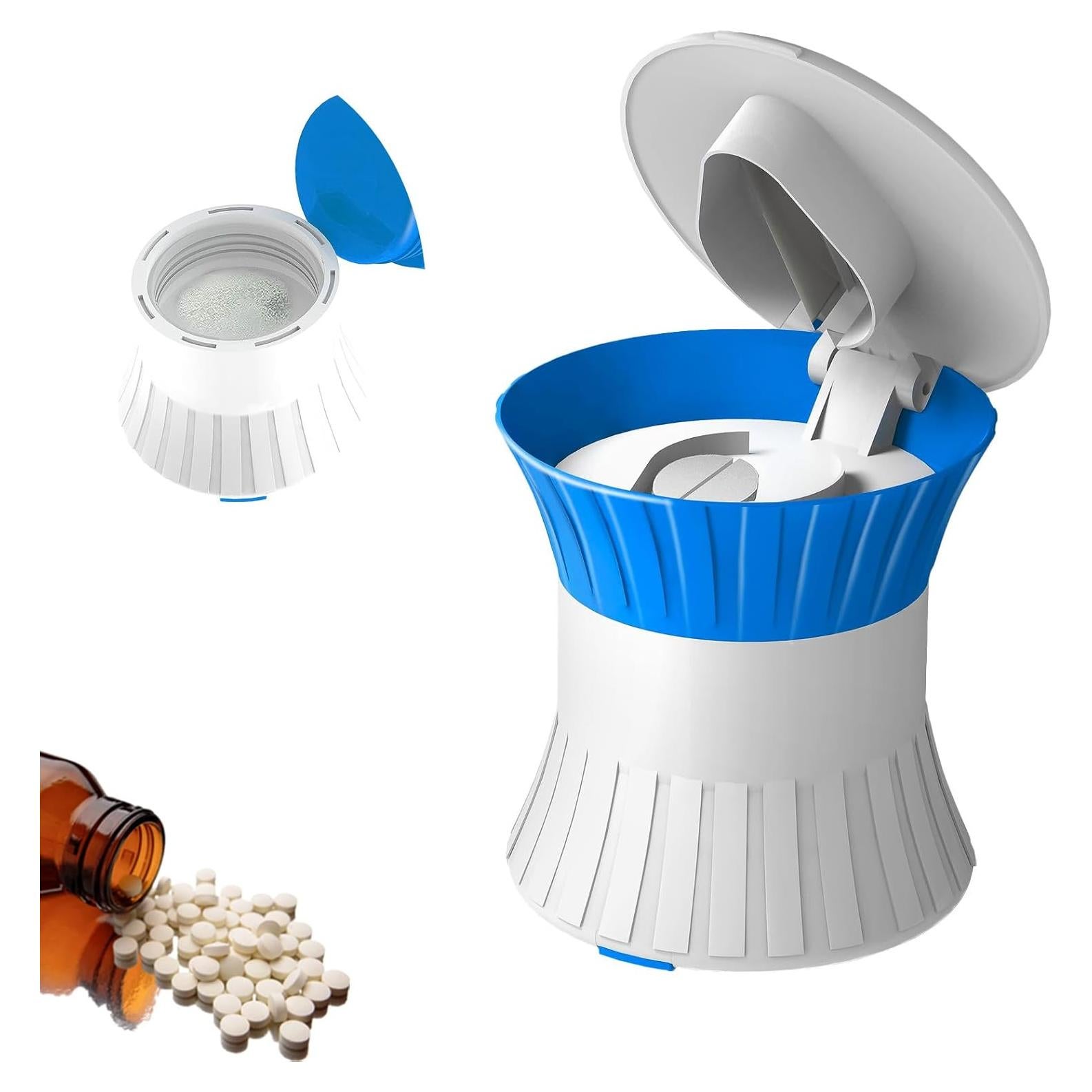 Triturador de Pastillas 3-en-1 SZREDU Azul, Cortador y Organizador