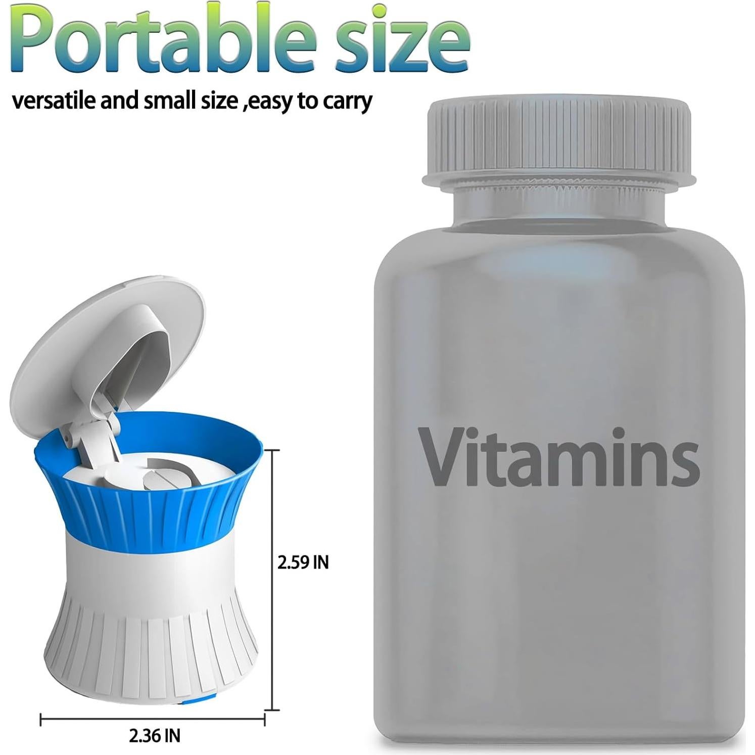 Triturador de Pastillas 3-en-1 SZREDU Azul, Cortador y Organizador