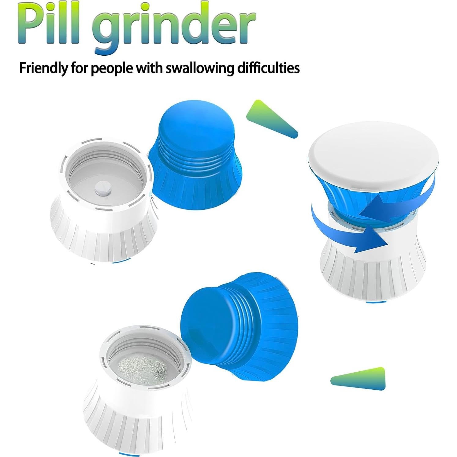 Triturador de Pastillas 3-en-1 SZREDU Azul, Cortador y Organizador