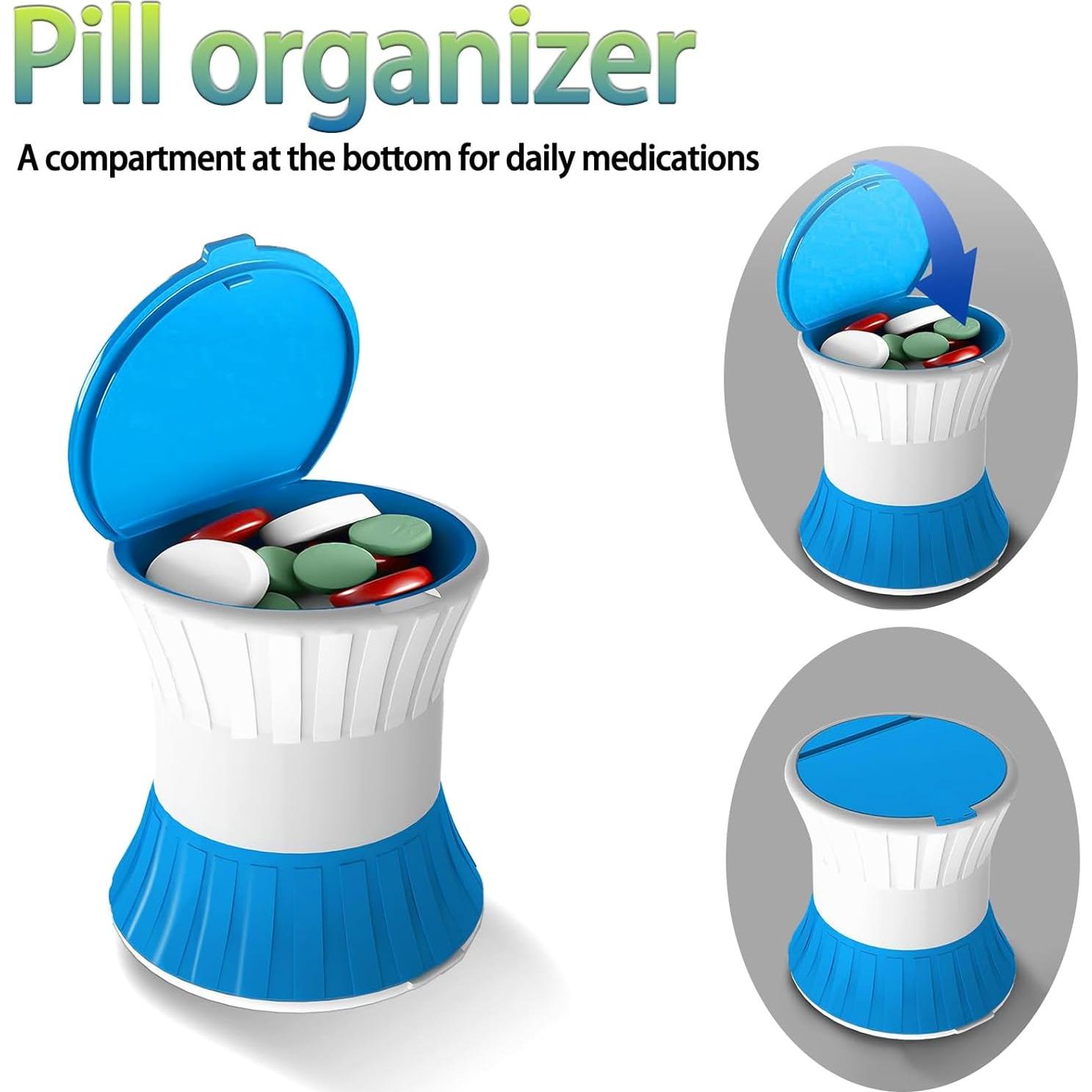 Triturador de Pastillas 3-en-1 SZREDU Azul, Cortador y Organizador