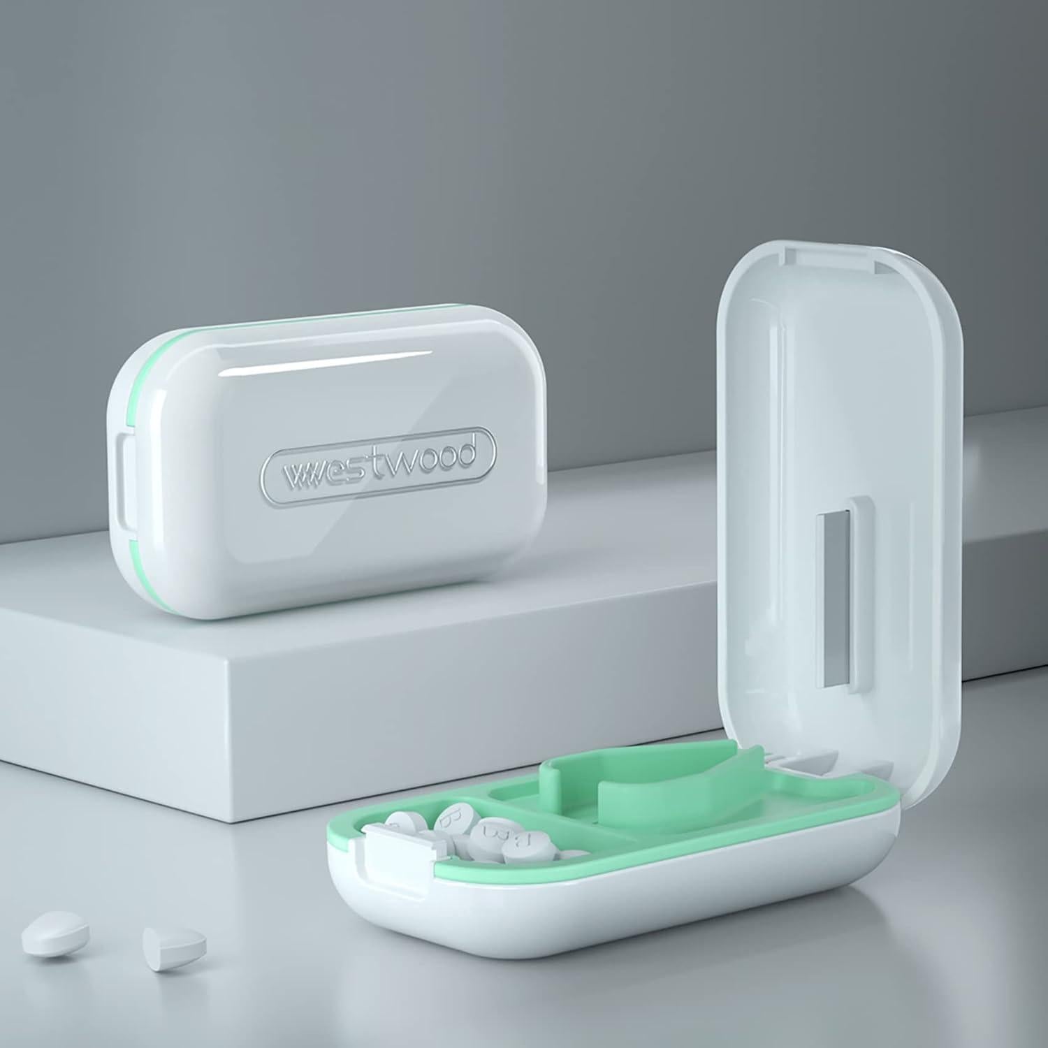 Cortador de Pastillas CFMOUR Ajustable con Organizador Blanco