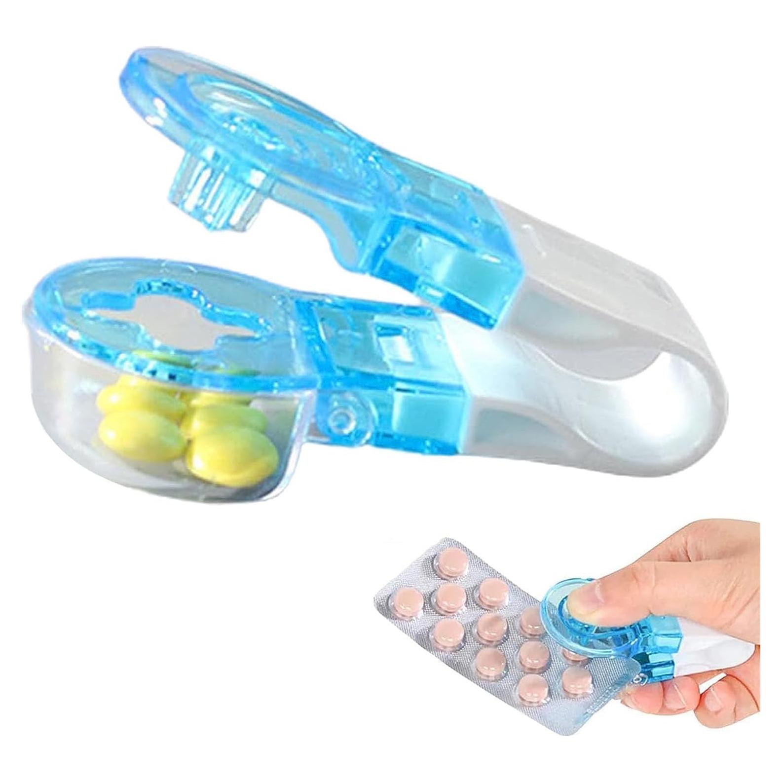 Dispensador de Pastillas Portátil Azul Junfamilee - Cortador y Almacenamiento