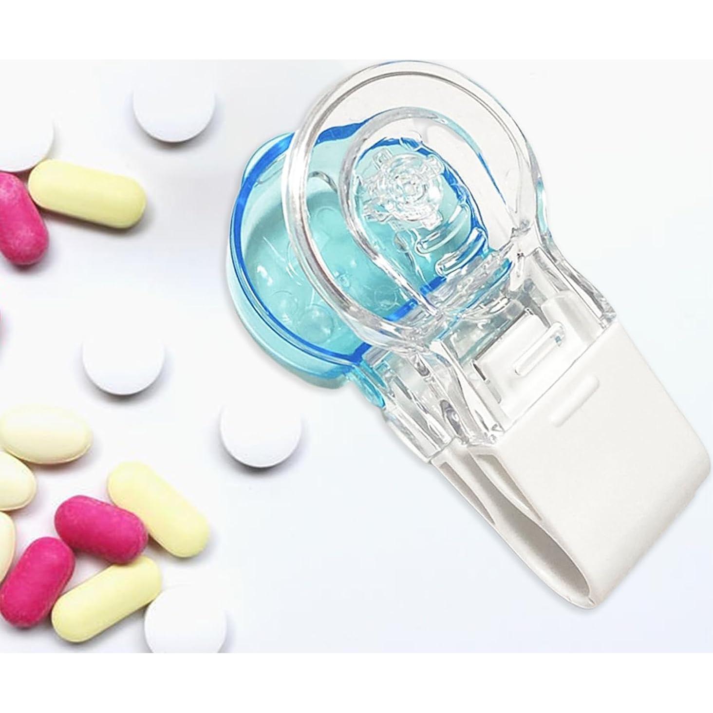 Dispensador de Pastillas Portátil Azul Junfamilee - Cortador y Almacenamiento