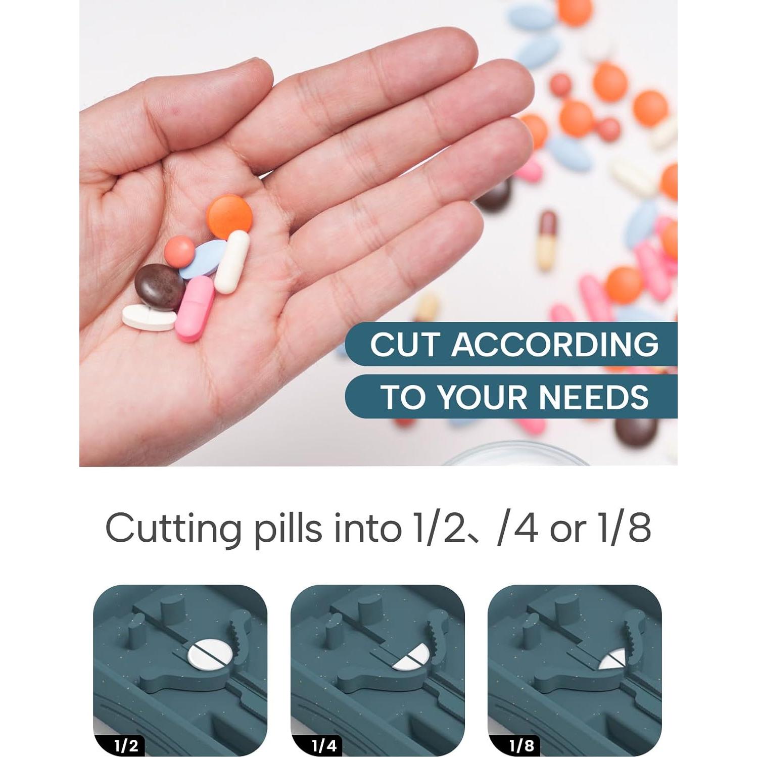 Cortador de Pastillas E ENASUE Gris con Etiquetas Medicamentos