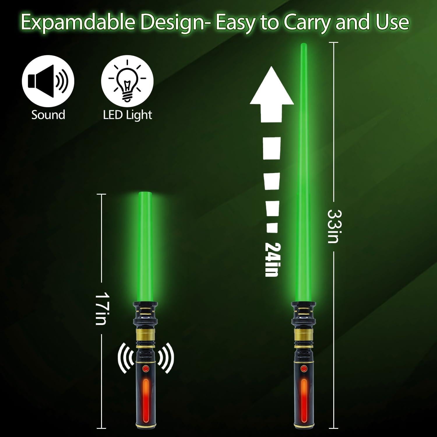 Sable Iluminado Verde Gianby para Niños con Sonido FX