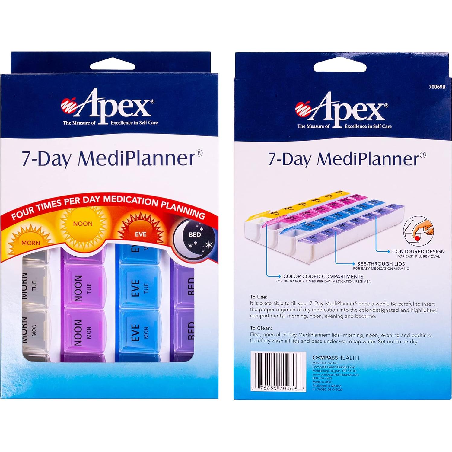 Organizador de Pastillas Apex Mediplanner 7 Días 4 Veces al Día