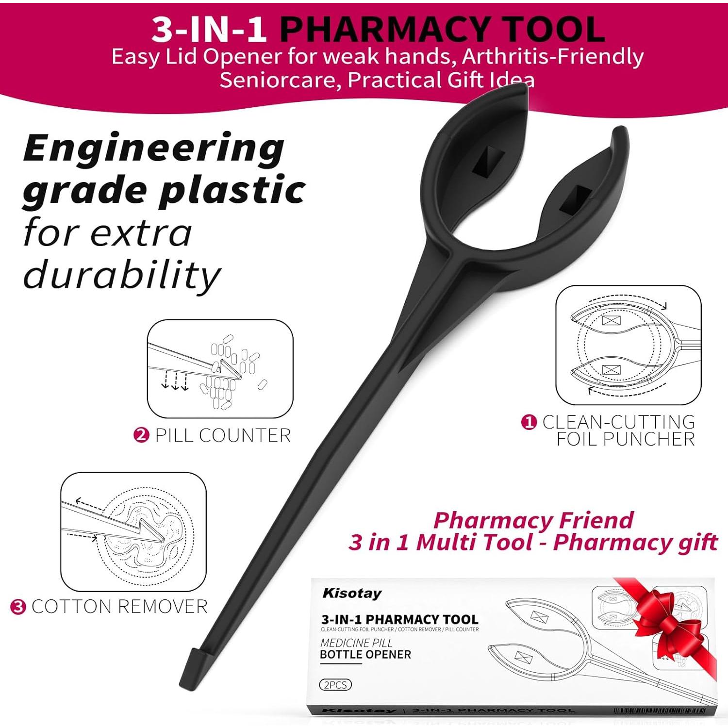 Abridor de Botellas de Pastillas Kisotay 3 en 1 Multifuncional