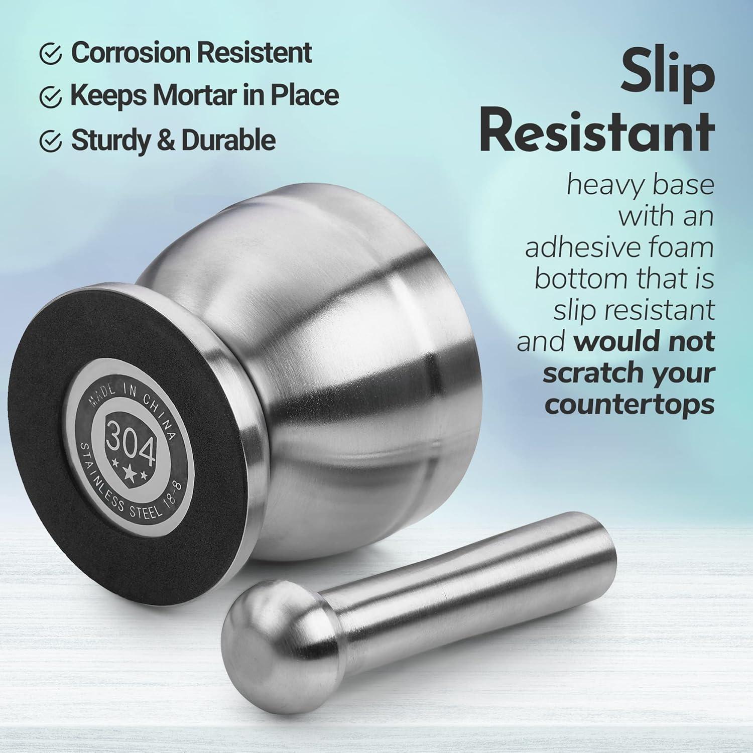 Mortero y Maja de Acero Inoxidable MEDca 304 - Triturador de Pastillas