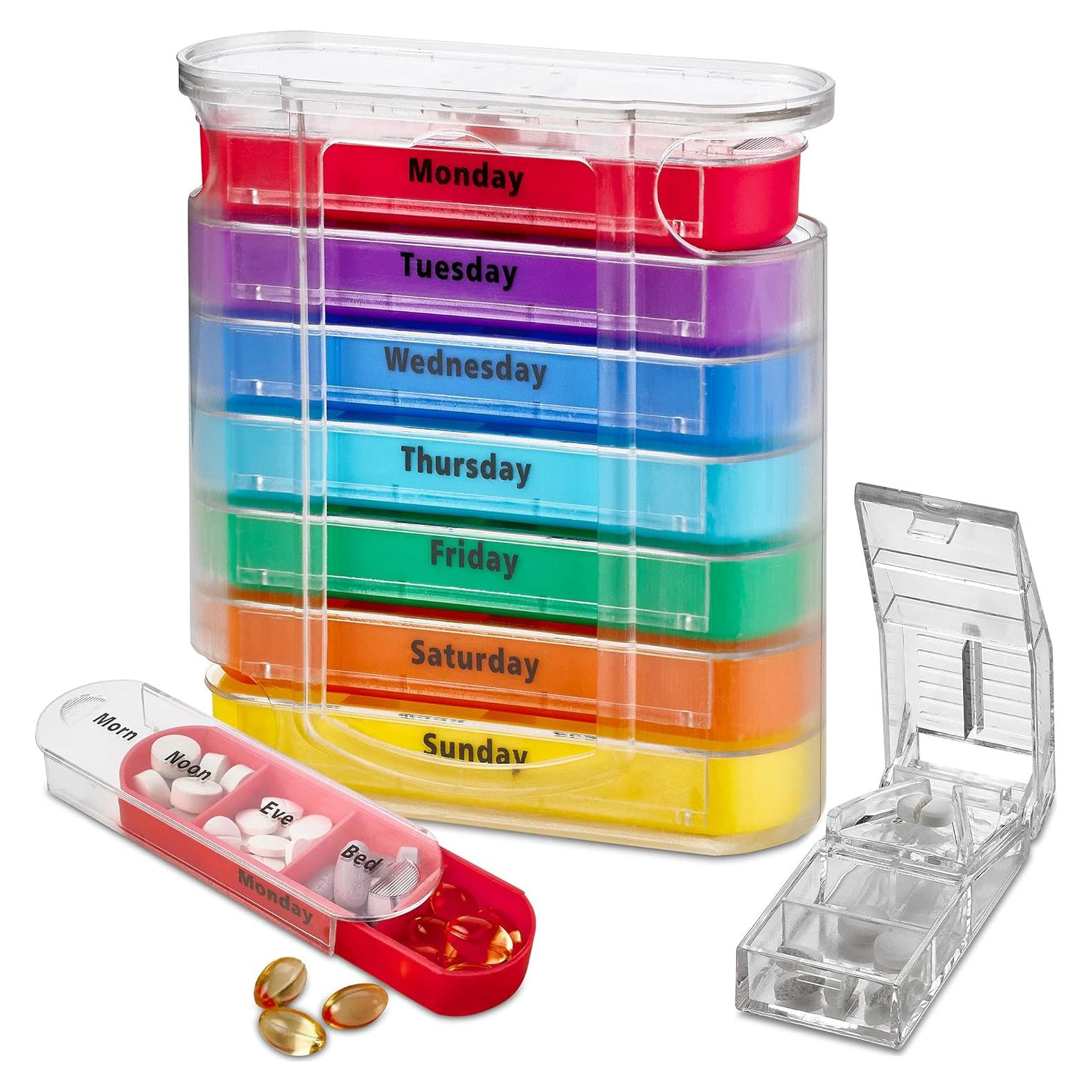 Organizador Semanal de Pastillas MEDca con Cortador V-Grip
