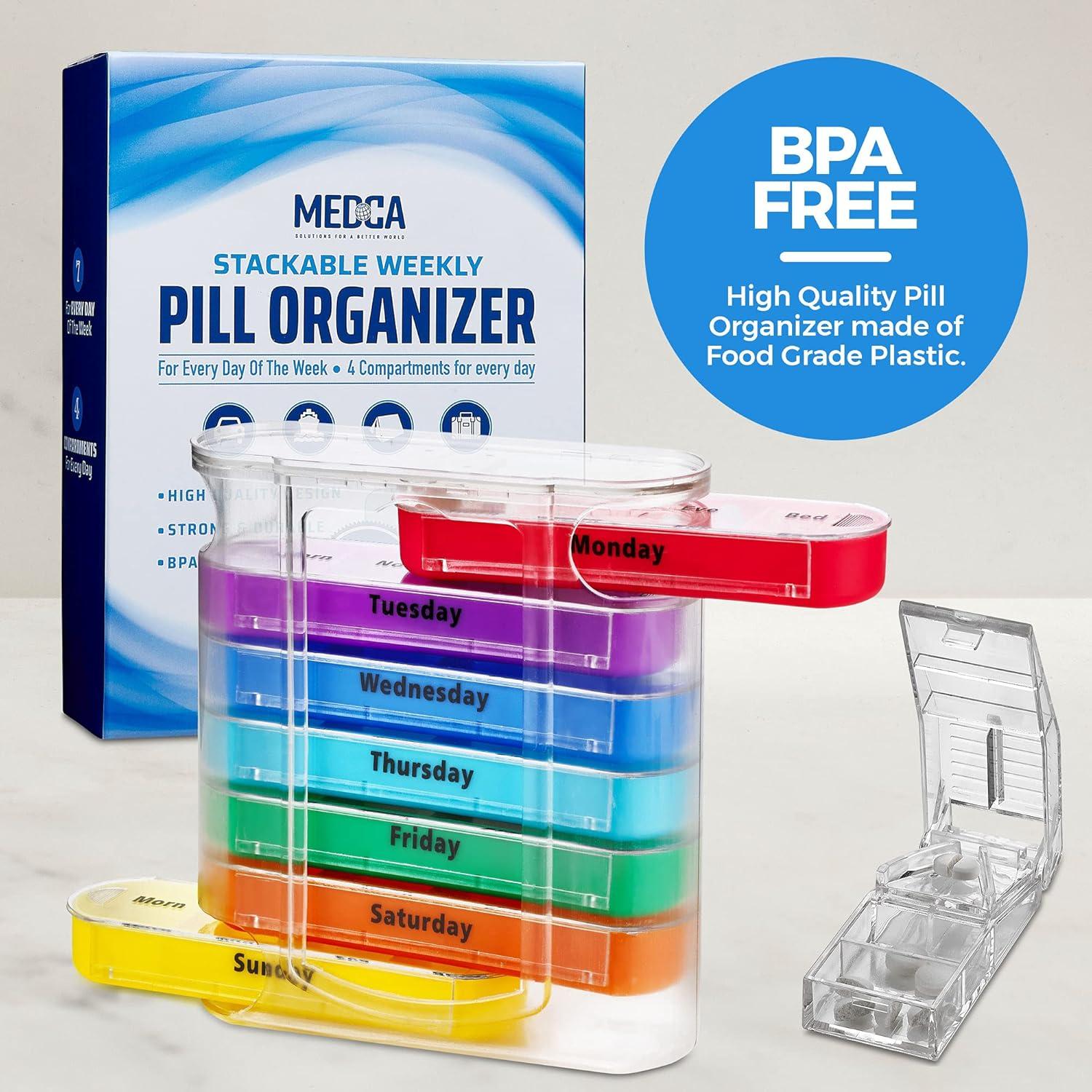 Organizador Semanal de Pastillas MEDca con Cortador V-Grip