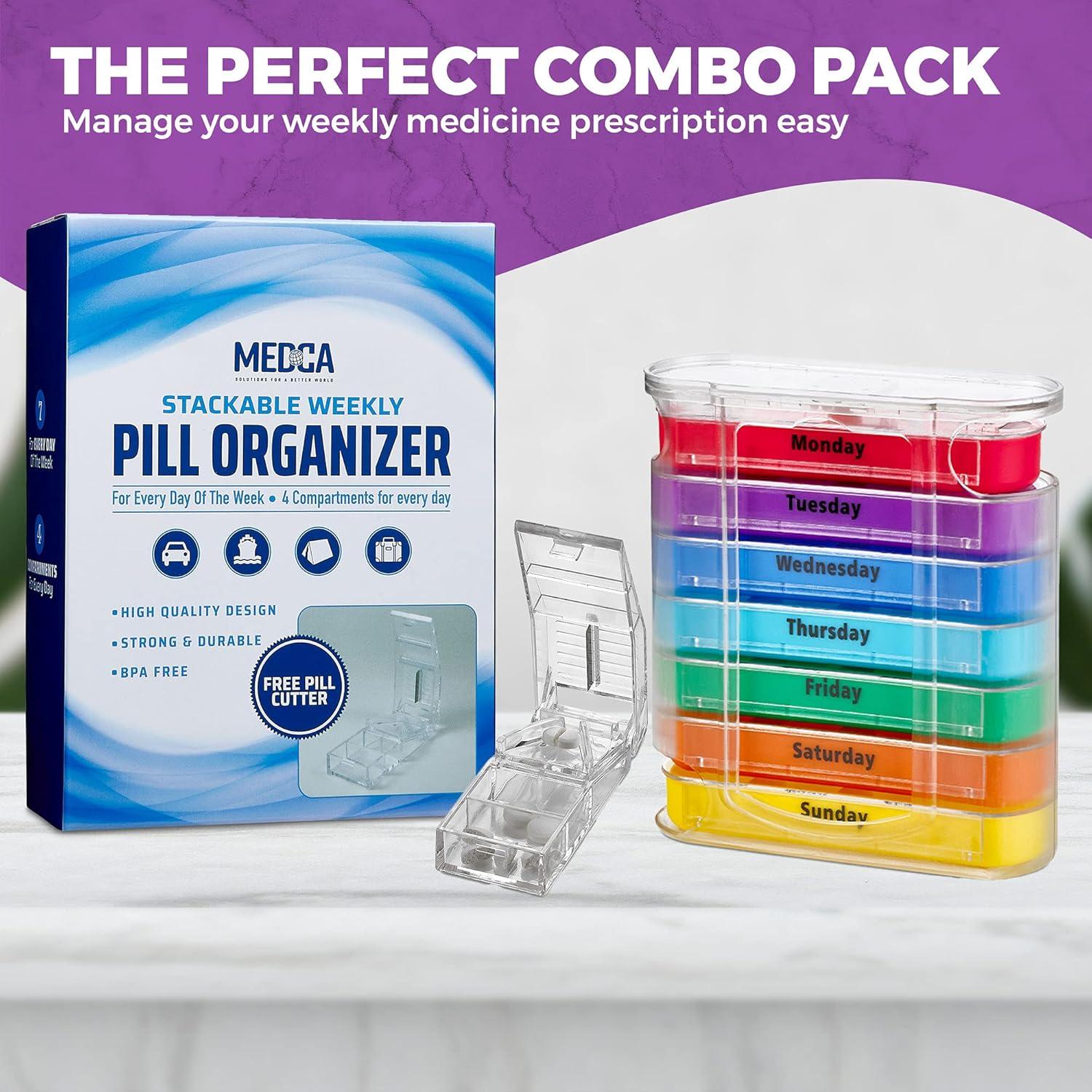 Organizador Semanal de Pastillas MEDca con Cortador V-Grip