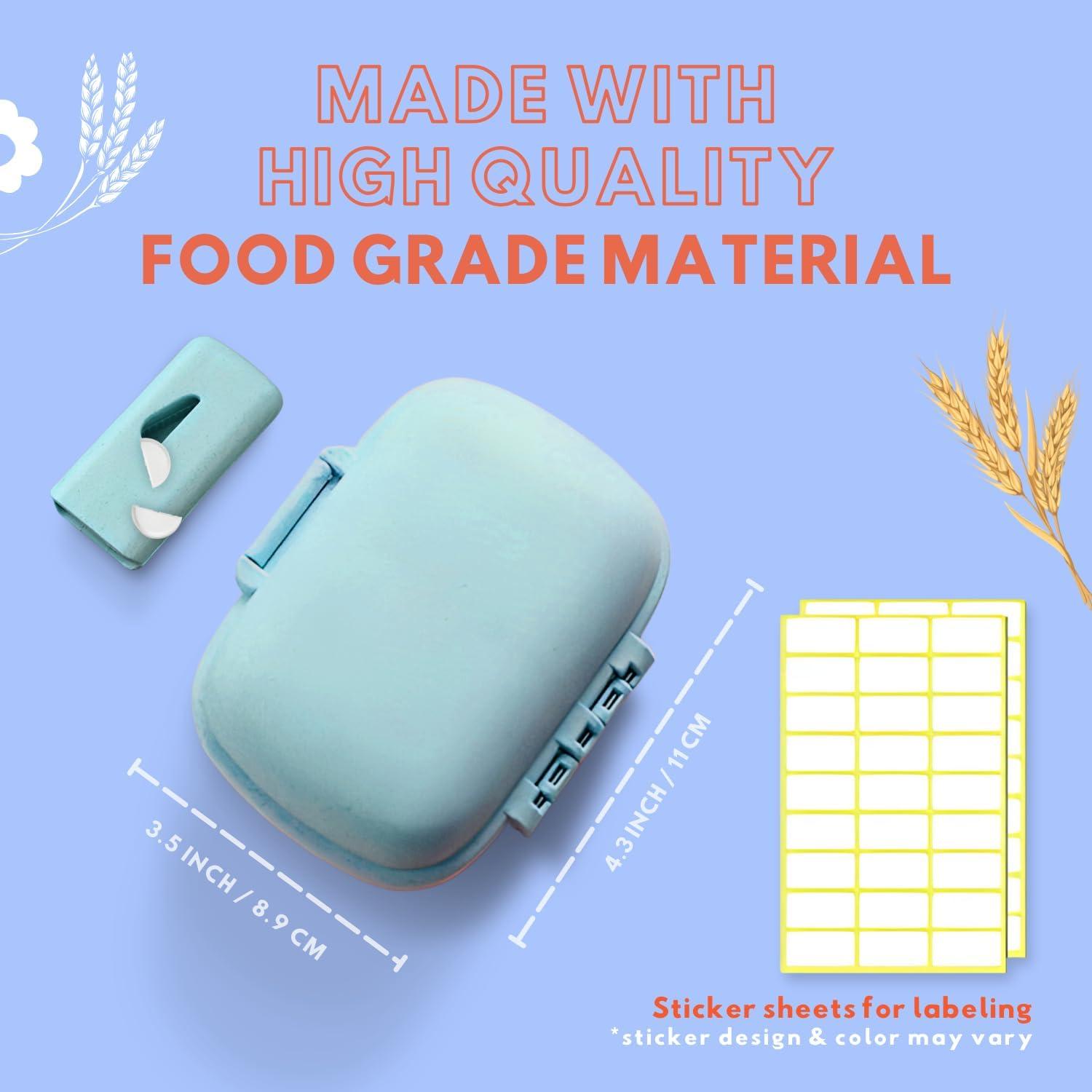 Organizador de Pastillas Votena Azul con Cortador y Etiquetas