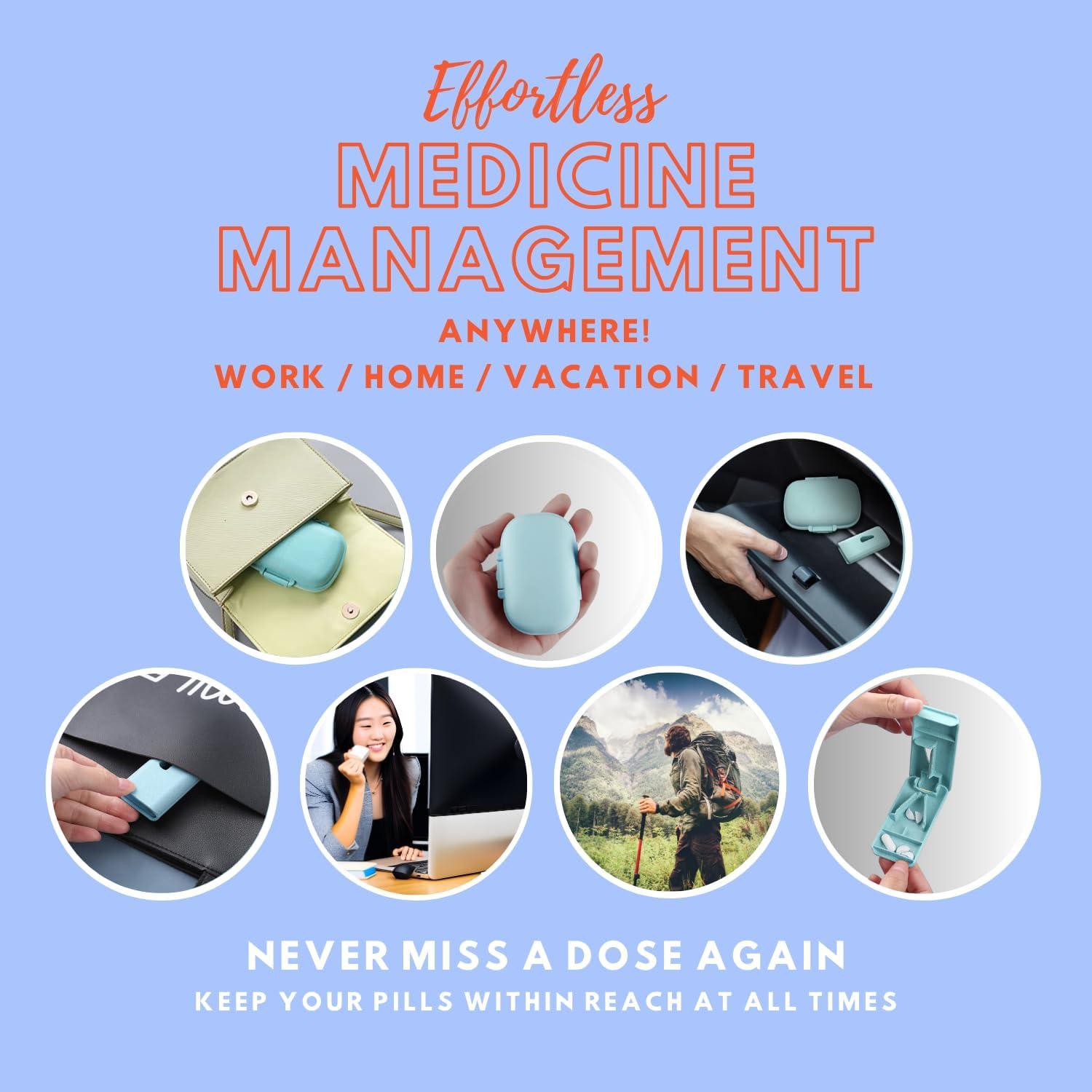 Organizador de Pastillas Votena Azul con Cortador y Etiquetas