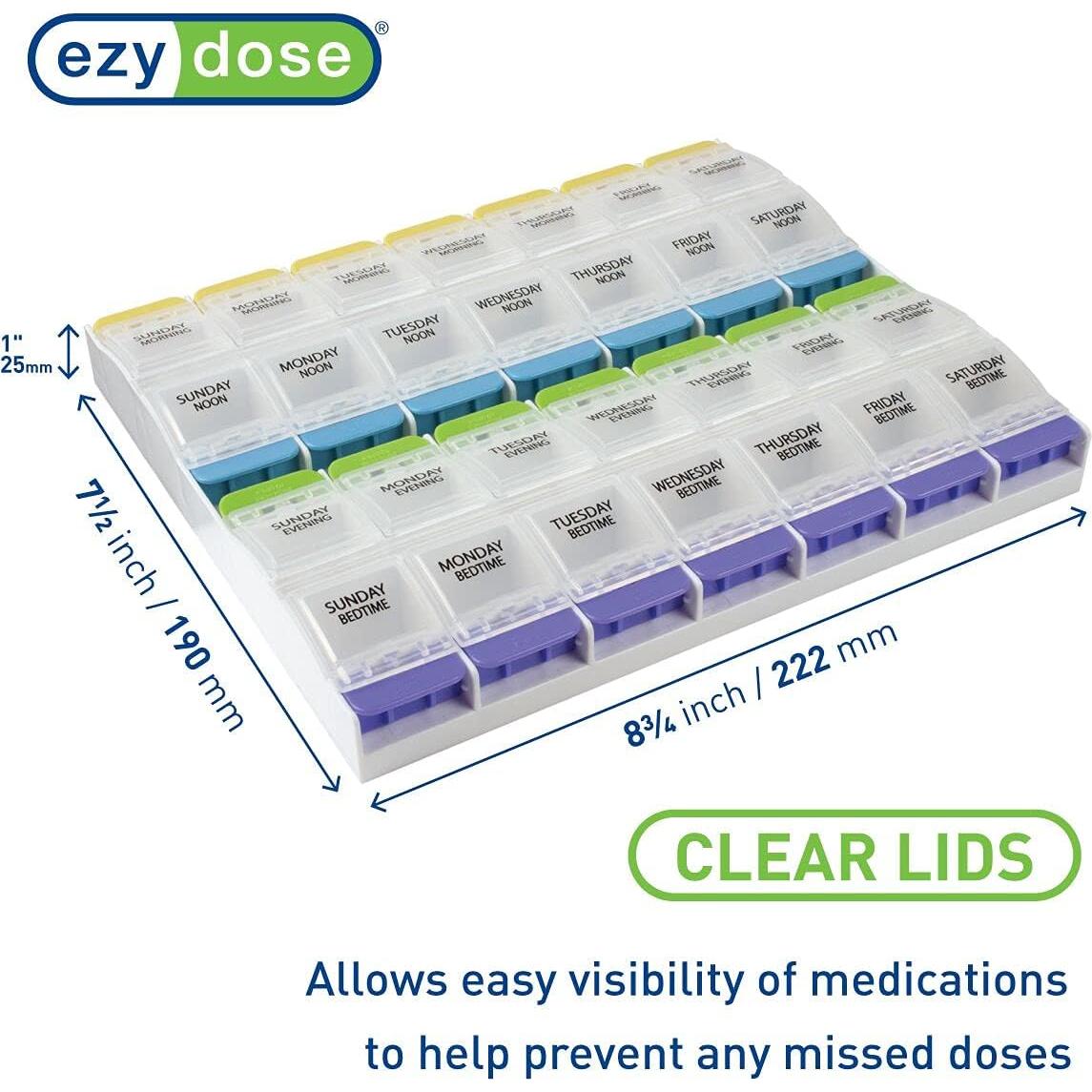 Organizador de Pastillas Semanal Ezy Dose Extra Grande 4 Dosis