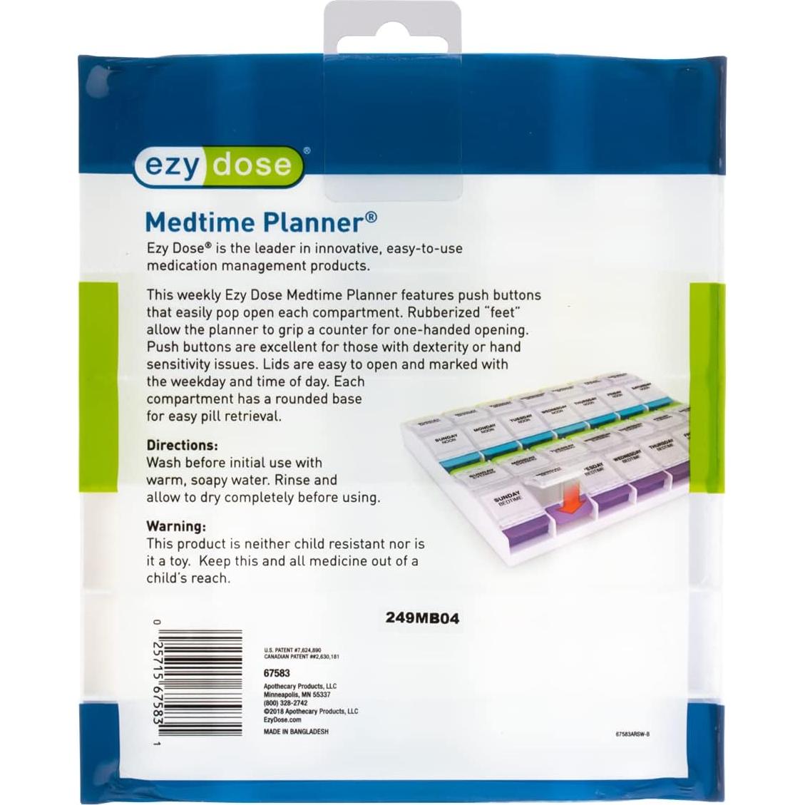 Organizador de Pastillas Semanal Ezy Dose Extra Grande 4 Dosis