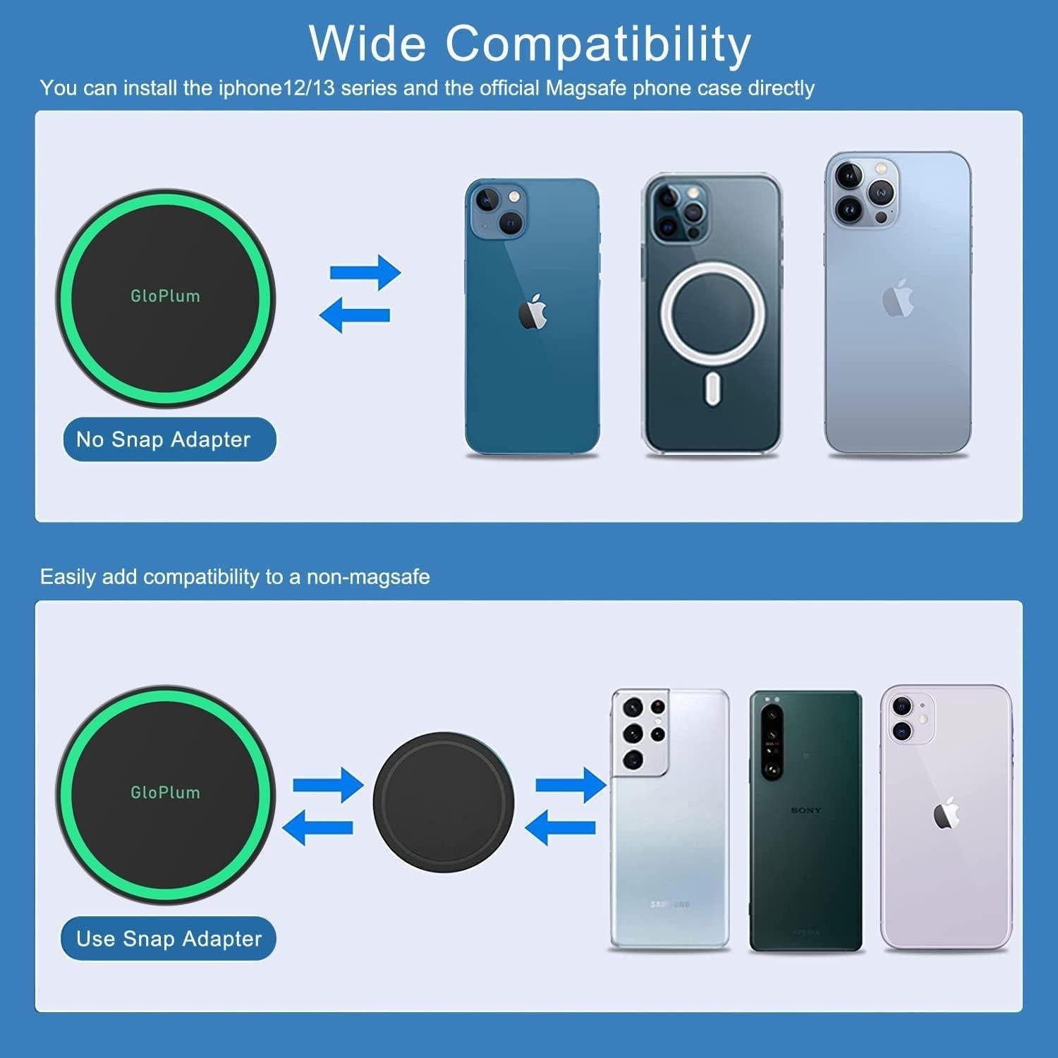 Soporte Carga Inalámbrica Magnético Gloplum para iPhone 15/14/13