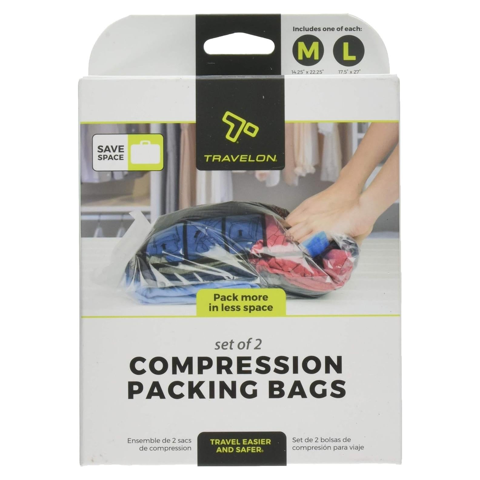 Set de 2 Bolsas de Compresión Travelon Transparentes 27.94x17.78 cm