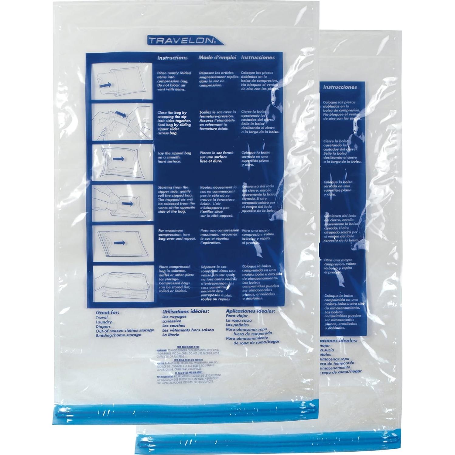 Set de 2 Bolsas de Compresión Travelon Transparentes 27.94x17.78 cm