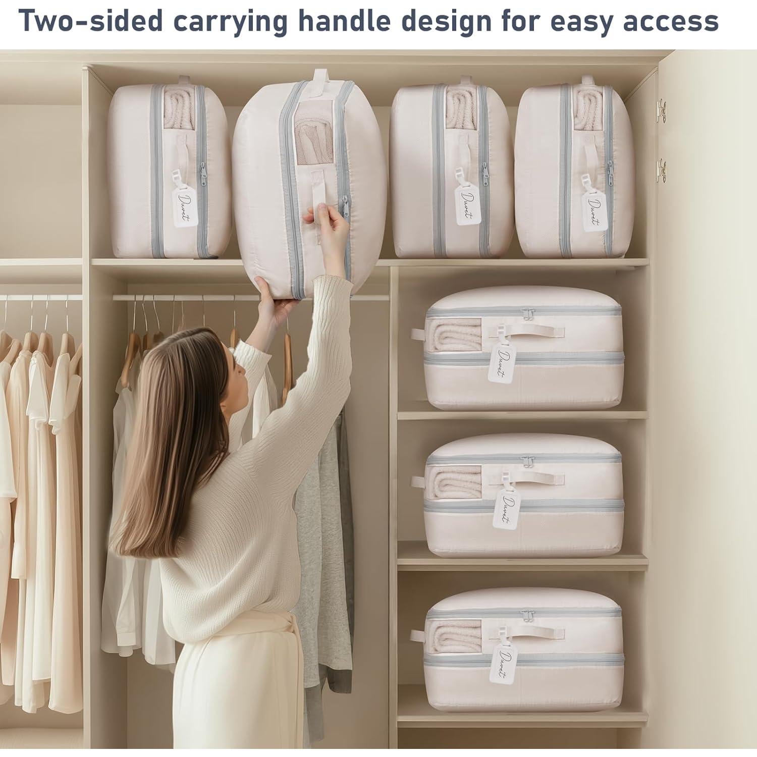 Bolsas de Almacenamiento DIMJ 6 Paquete Compresión 39L Beige