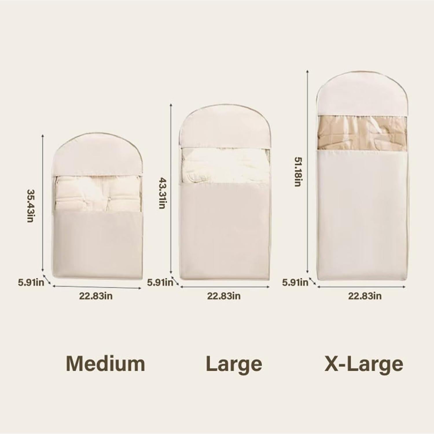 Bolsa de Ropa Colgante Beige L con Cierre de Compresión Automática