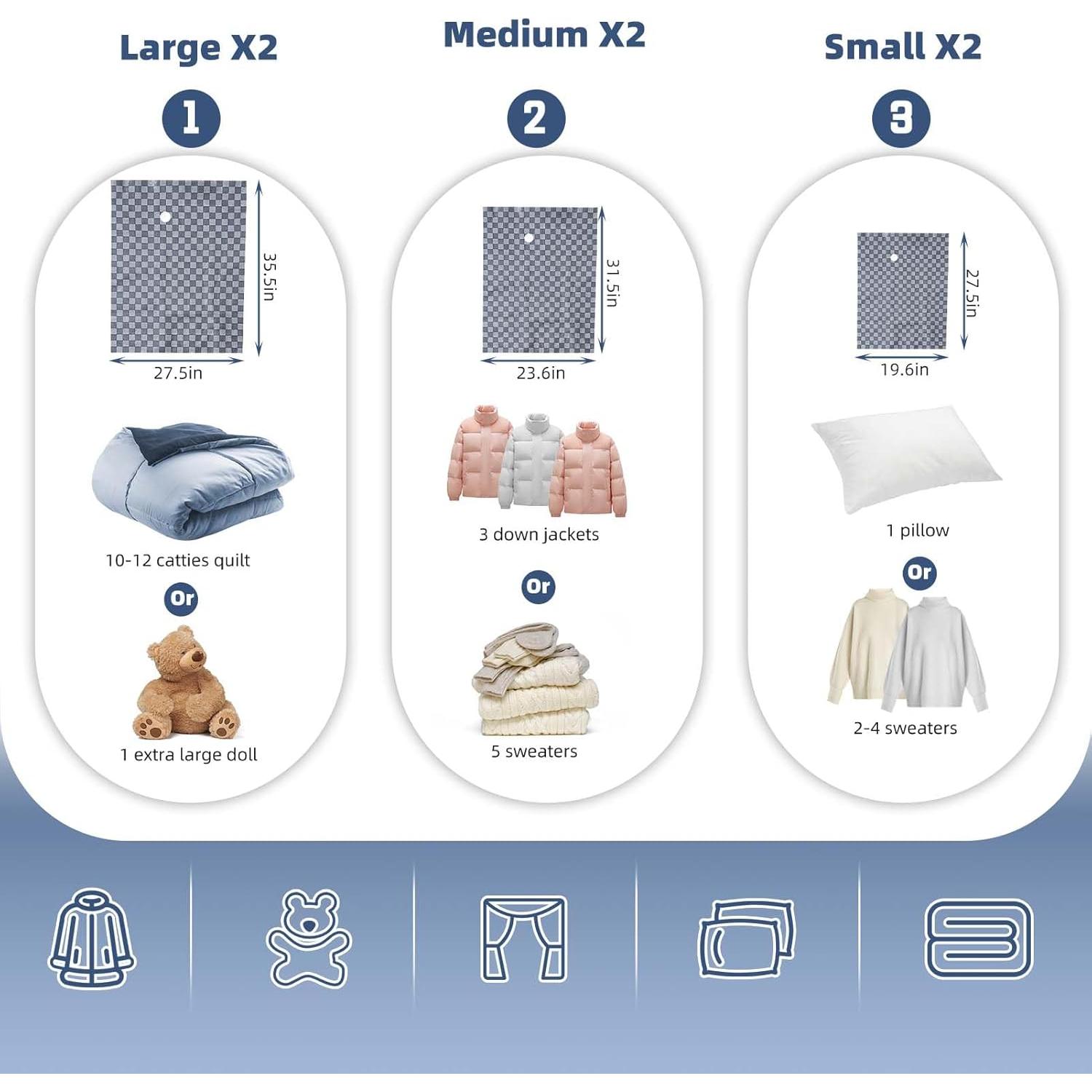 Bolsas de Sellado al Vacío CSUPPCREA 6 Pzas con Bomba Eléctrica