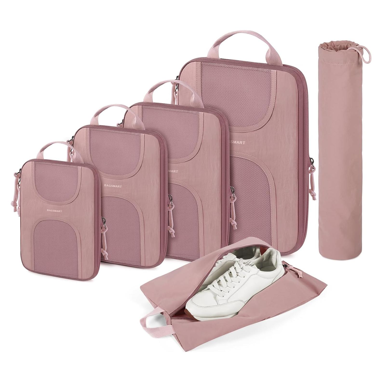 Set de 6 Cubos de Empaque BAGSMART para Viajes - Rosa Polvoriento