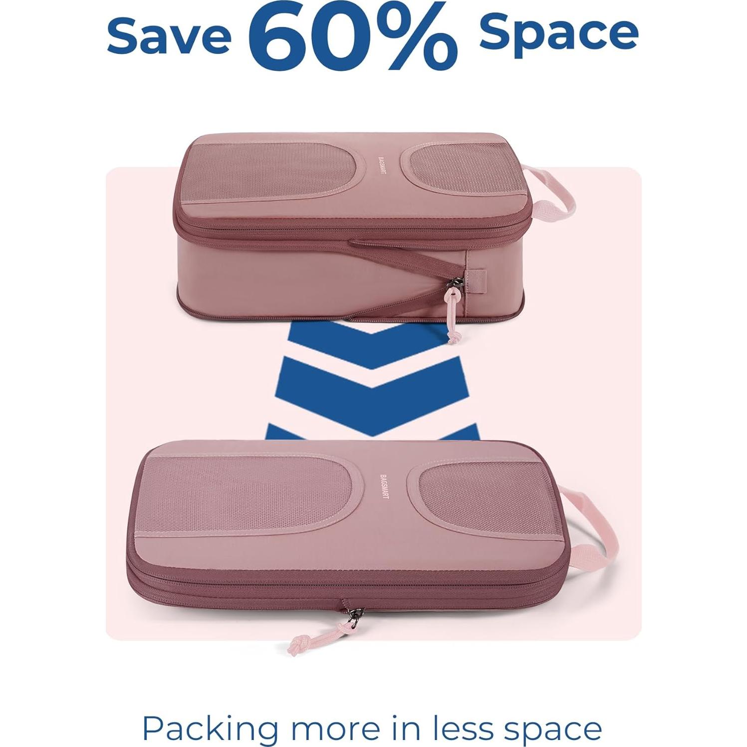 Set de 6 Cubos de Empaque BAGSMART para Viajes - Rosa Polvoriento