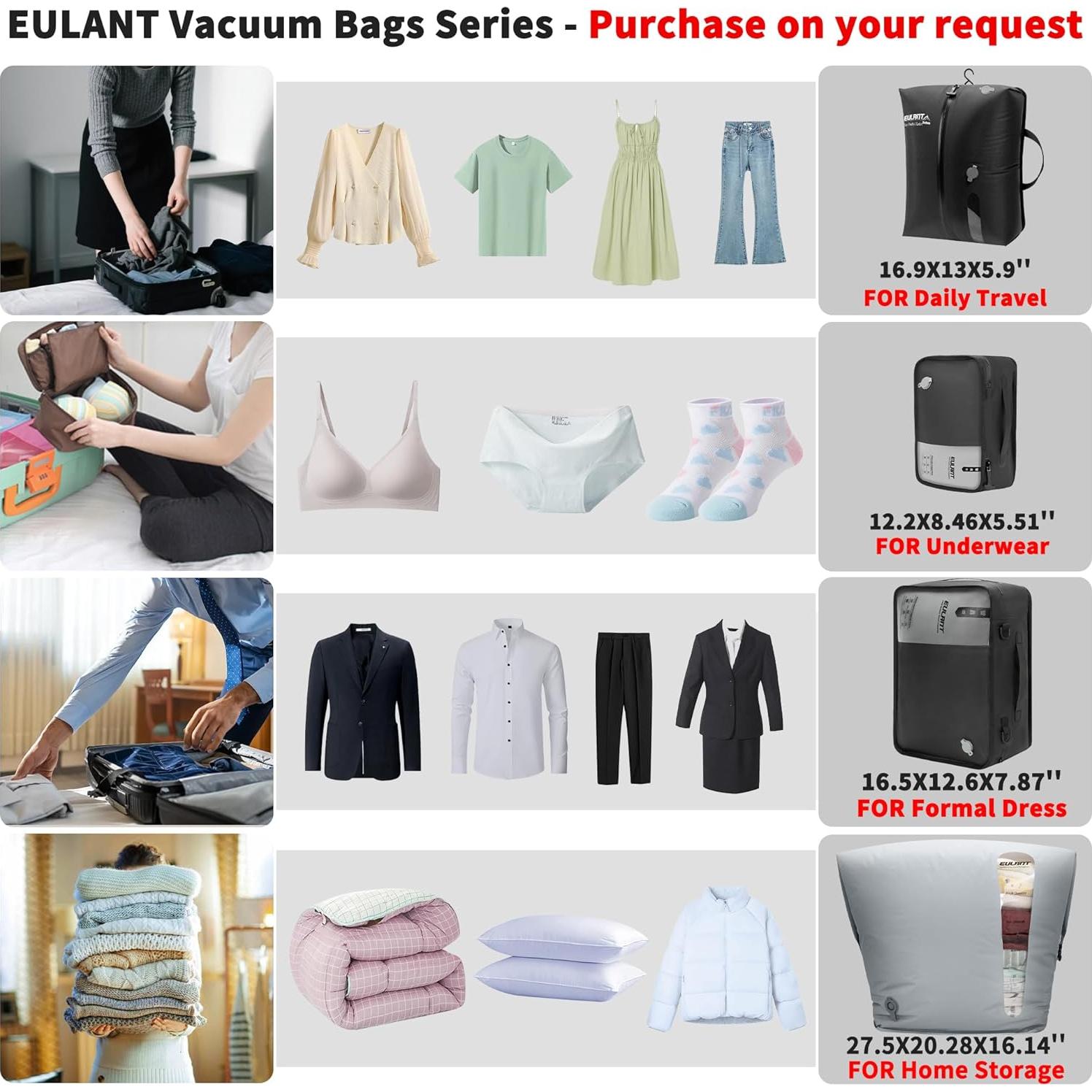 Paquete de 2 Bolsas de Vacío Reutilizables EULANT 44x32.5cm