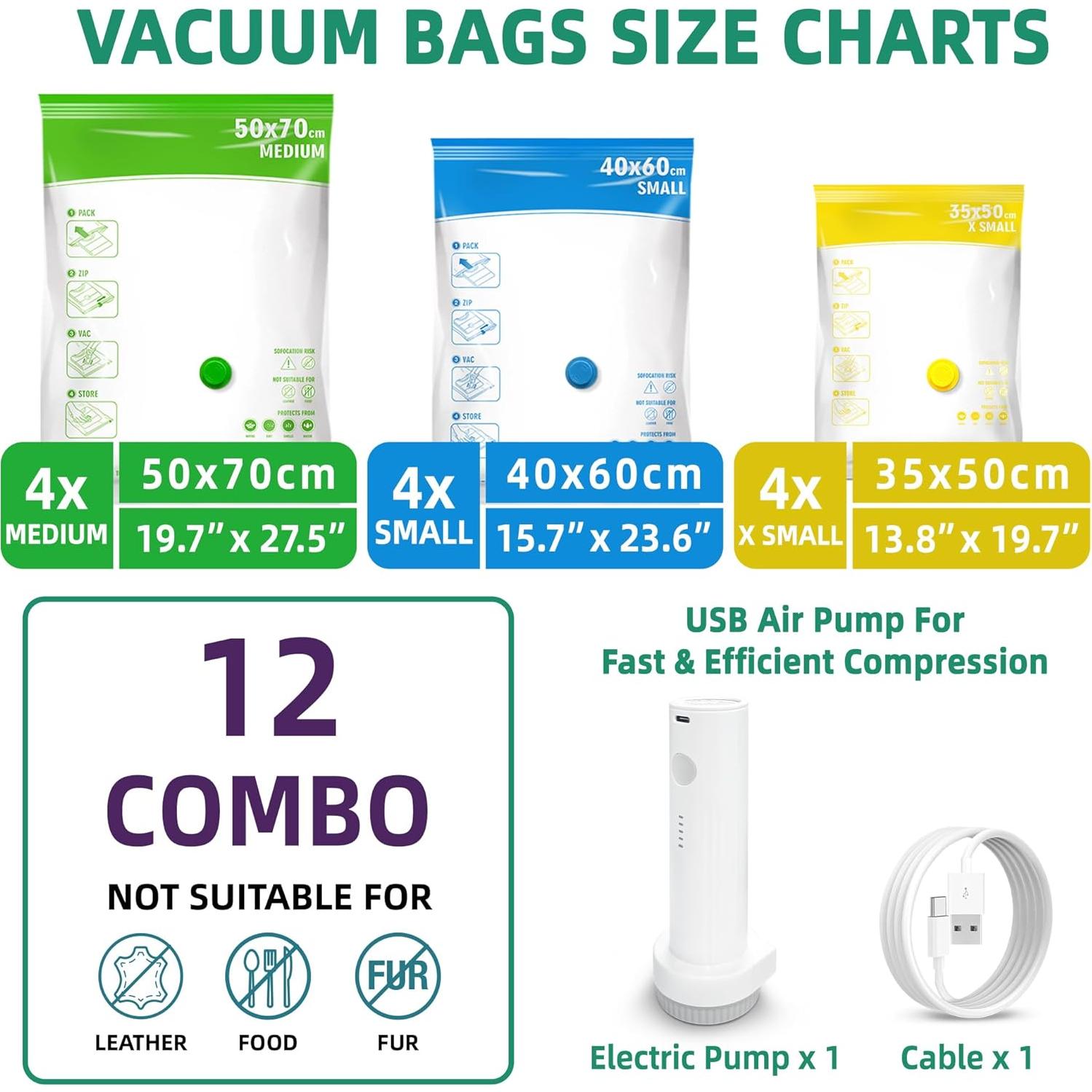 Bolsas de Almacenamiento al Vacío Storage Master 12 Piezas