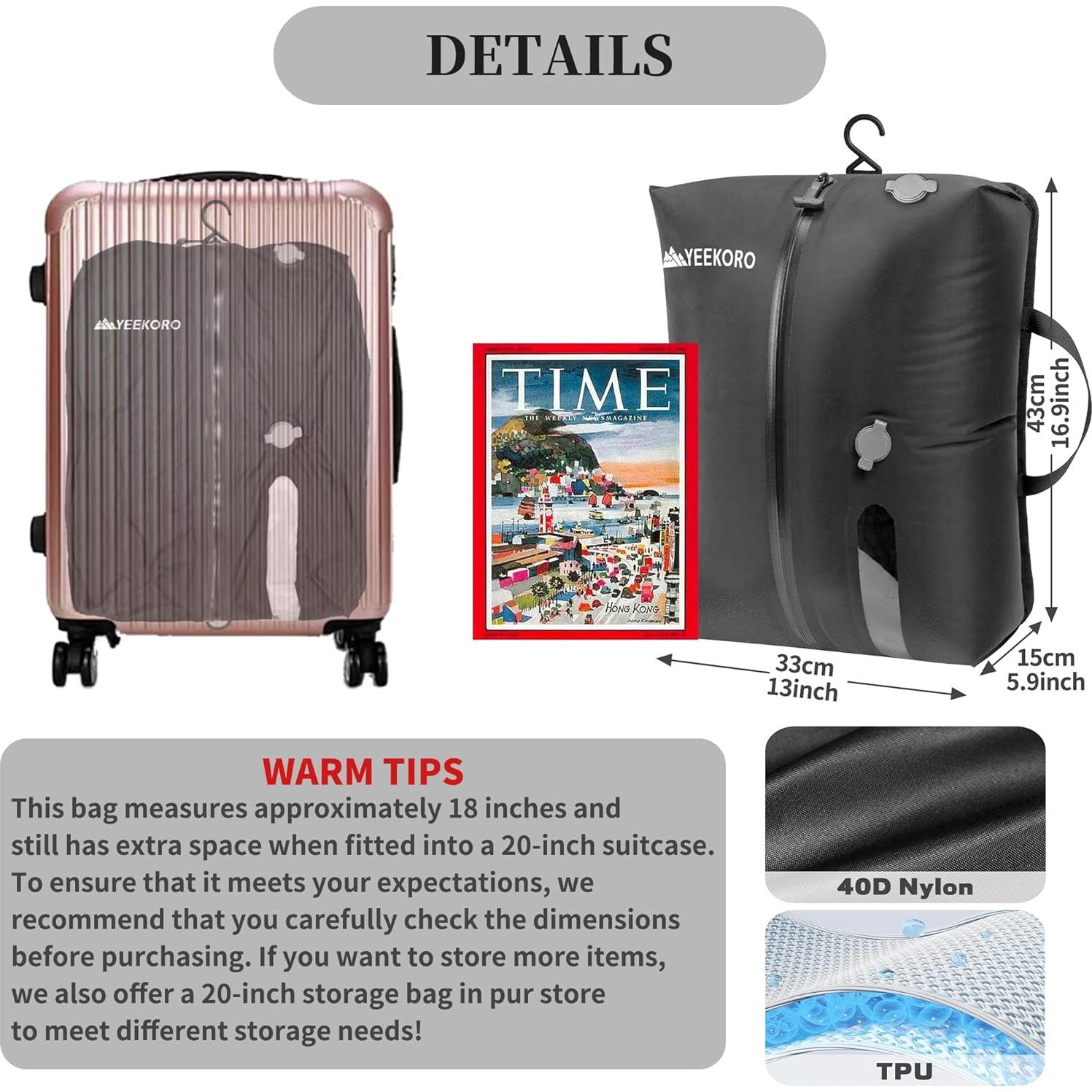 Bolsas de Vacío YEEKORO 2 PACK Negro 43x33 cm Reutilizables