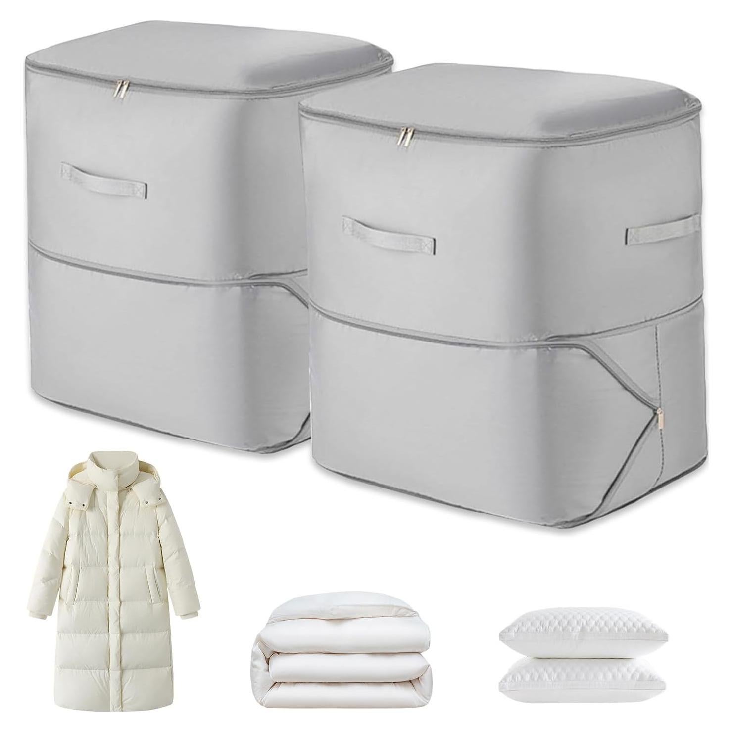 2 Bolsas de Almacenamiento Amugret Compresibles 132L Gris