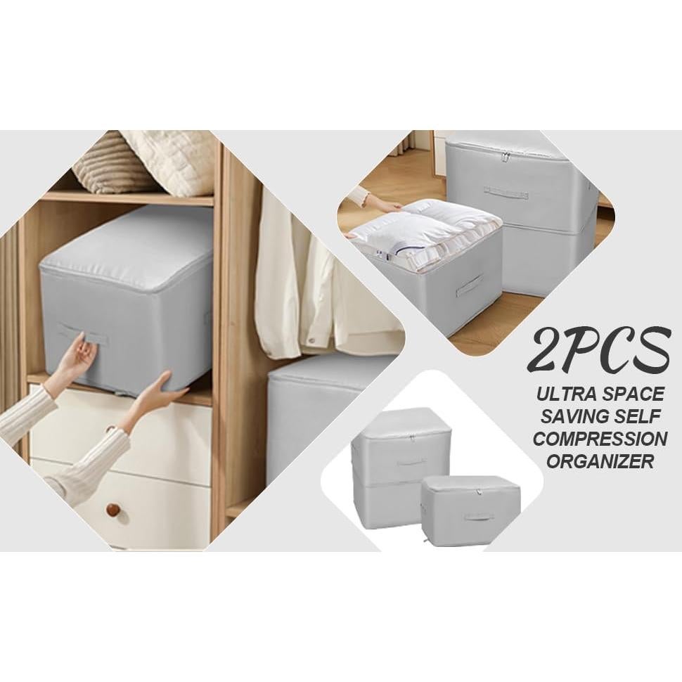 2 Bolsas de Almacenamiento Amugret Compresibles 132L Gris