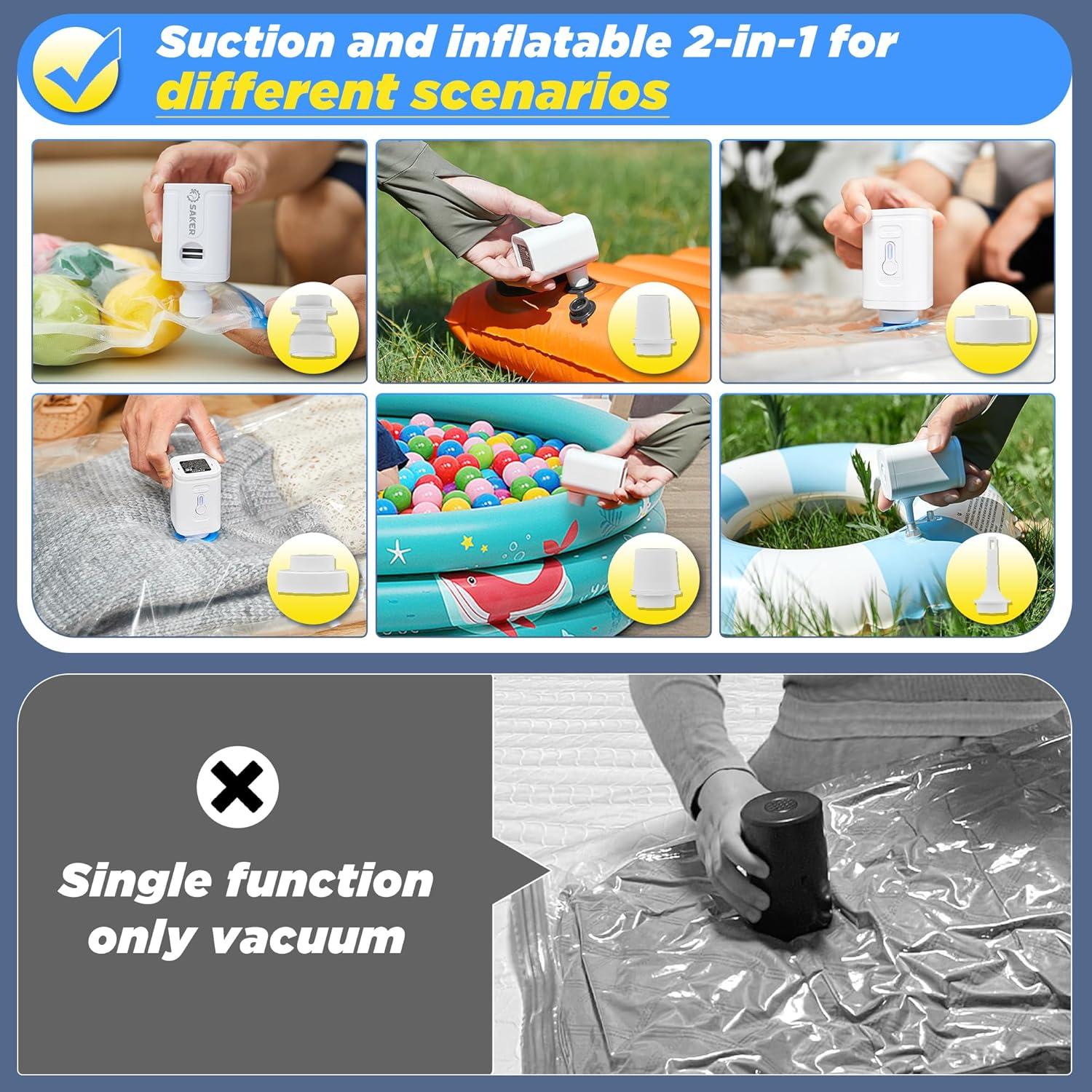 Bolsas de Almacenamiento al Vacío Saker con Bomba Eléctrica 15 Pzas