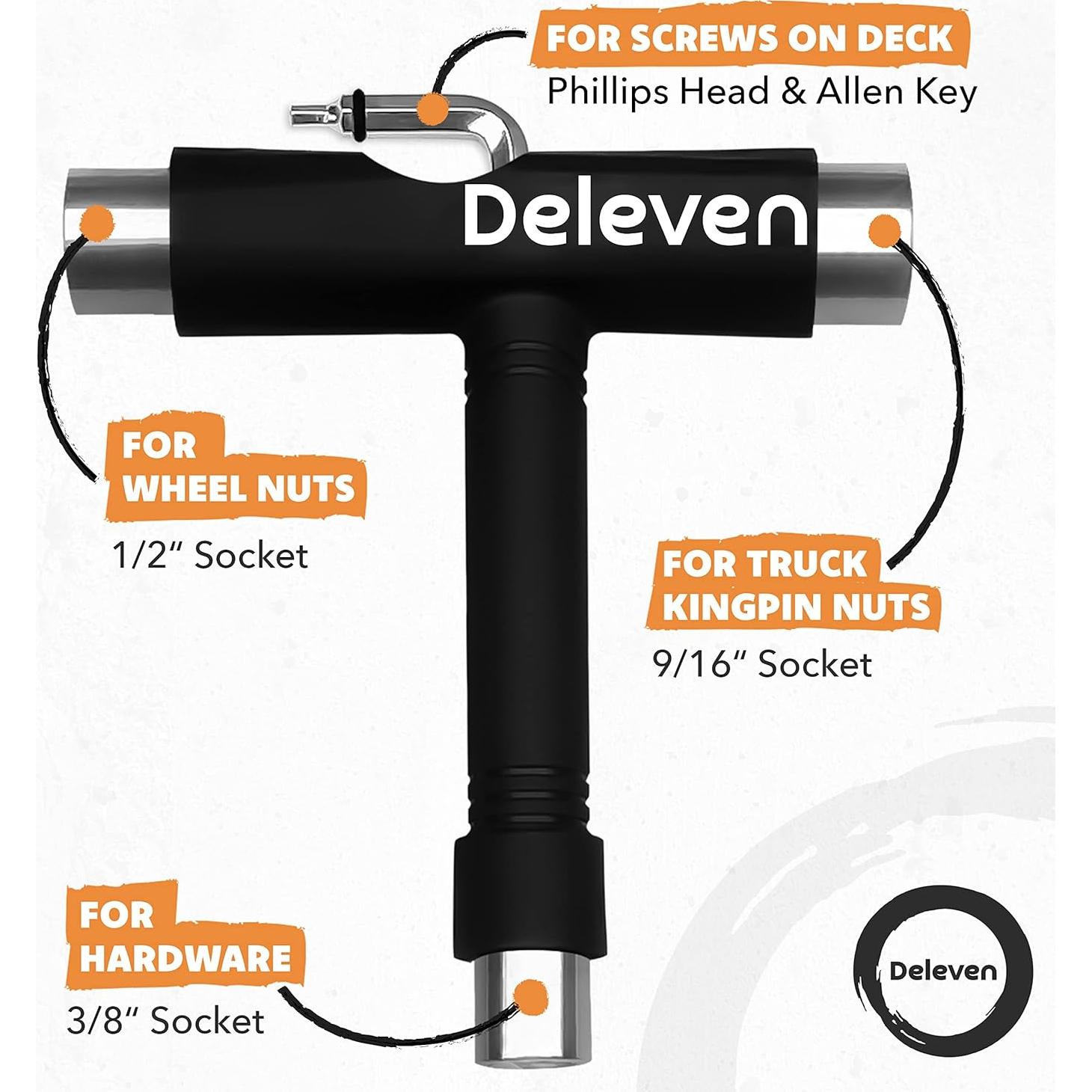 Herramienta de Skate Deleven Todo en Uno Ligera Negra