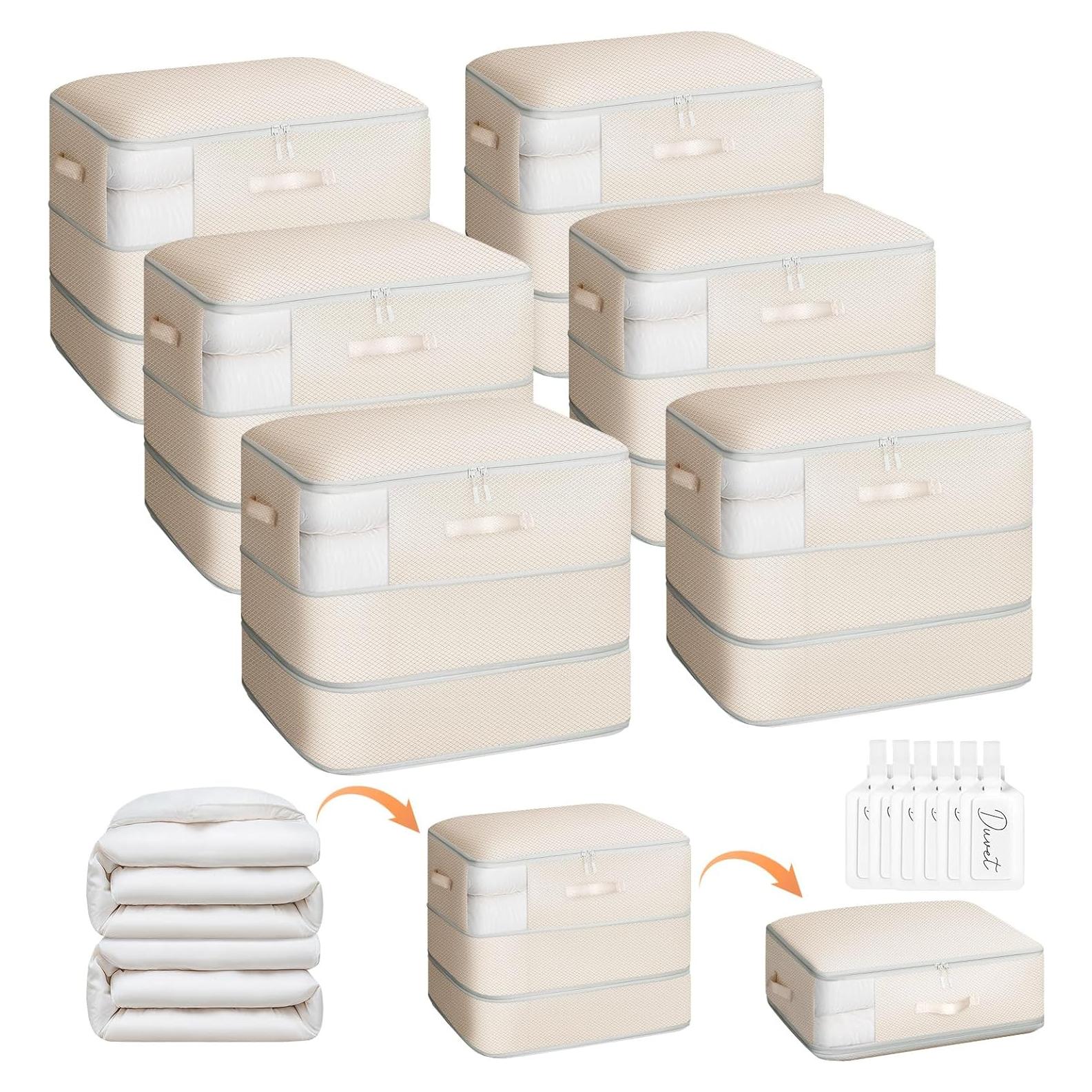 Paquete de 6 Bolsas de Almacenamiento Homsorout 110L Beige