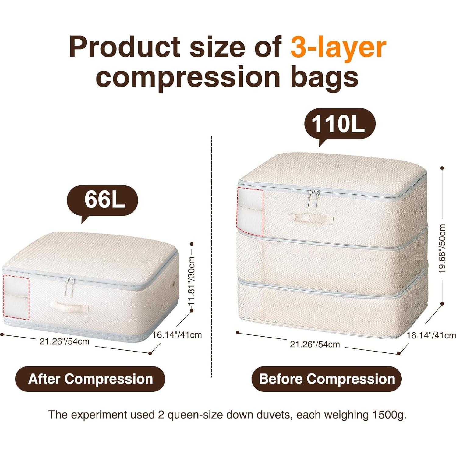 Paquete de 6 Bolsas de Almacenamiento Homsorout 110L Beige